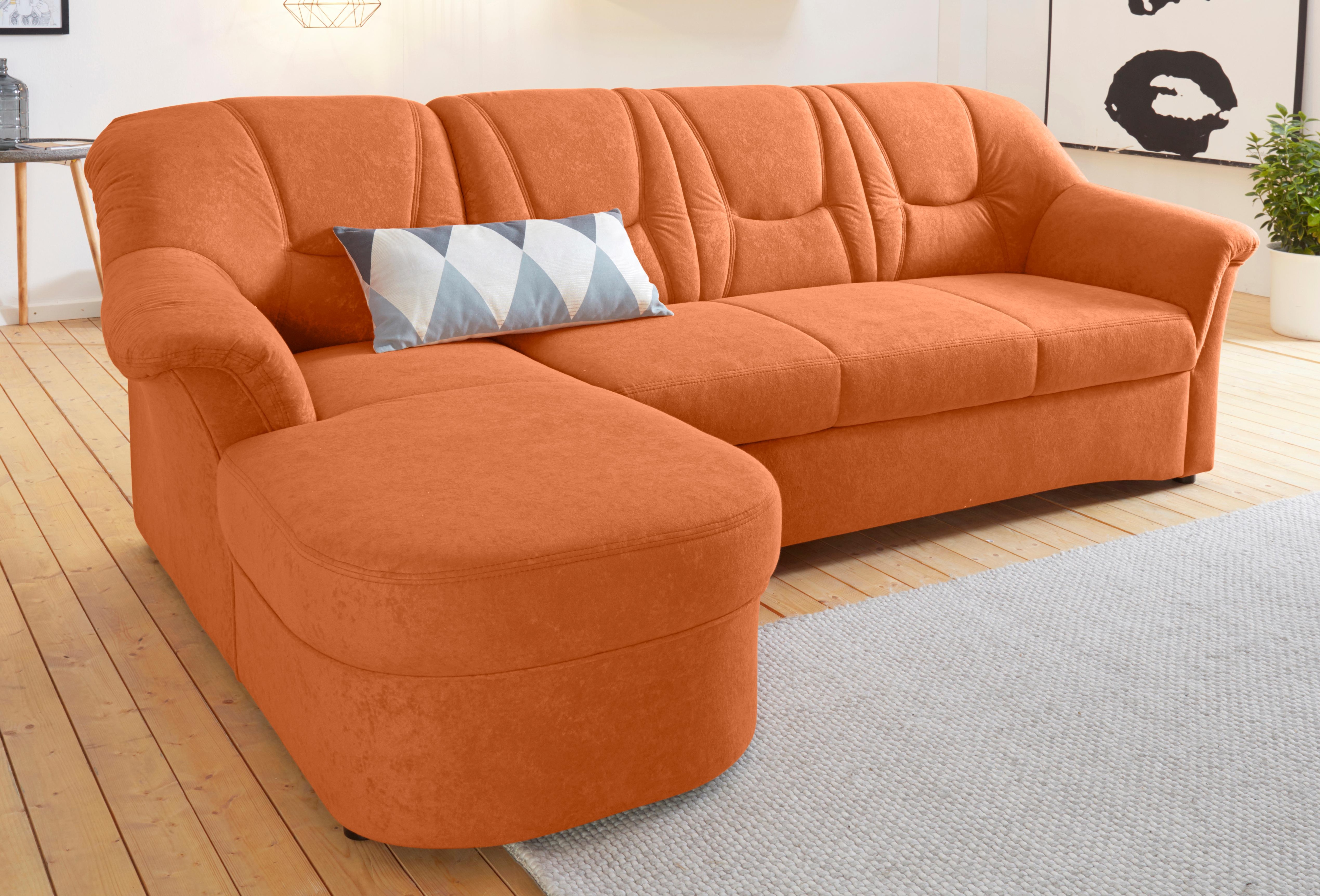 DOMO collection Ecksofa "SARAFINA 232x146 cm, auch mit Federkern für noch mehr Sitzkomfort" whlw. mit Bettfunktion, L-Form