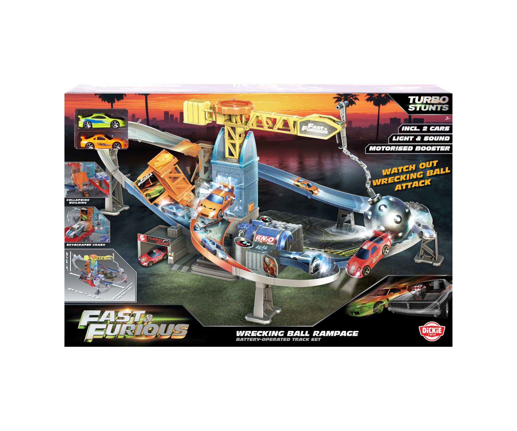 Dickie Toys Autorennbahn »Fast & Furious Wrecking Ball Rampage« mit Licht und Sound
