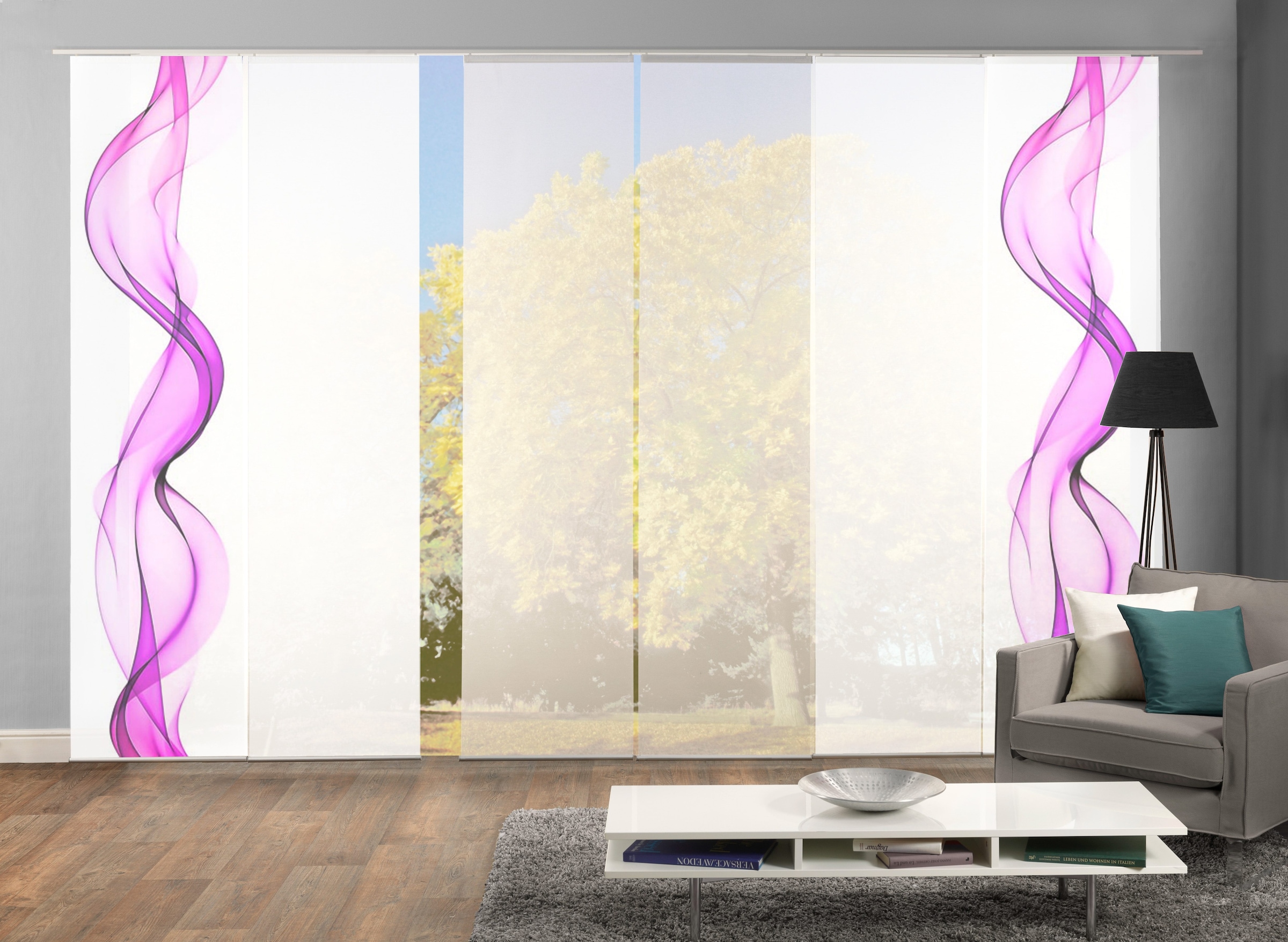 HOME WOHNIDEEN Schiebegardine "ALBERTA" Klettband 6 Stk. tlg. HxB: 245x60, günstig online kaufen