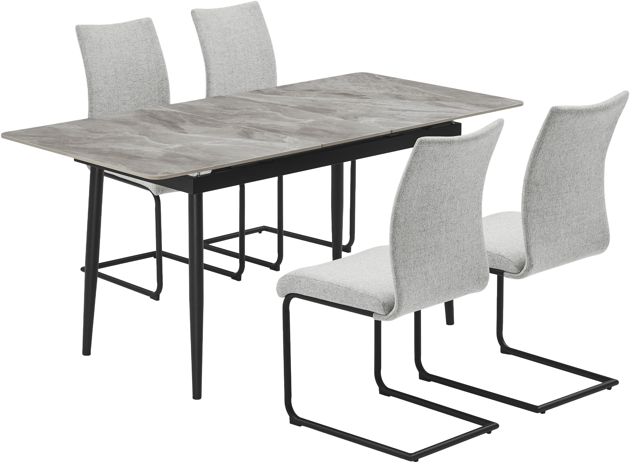 OTTO home Essgruppe "Stevian" Set, Ausziehbarer Esstisch + 4 Stühle, 5 Stk. günstig online kaufen