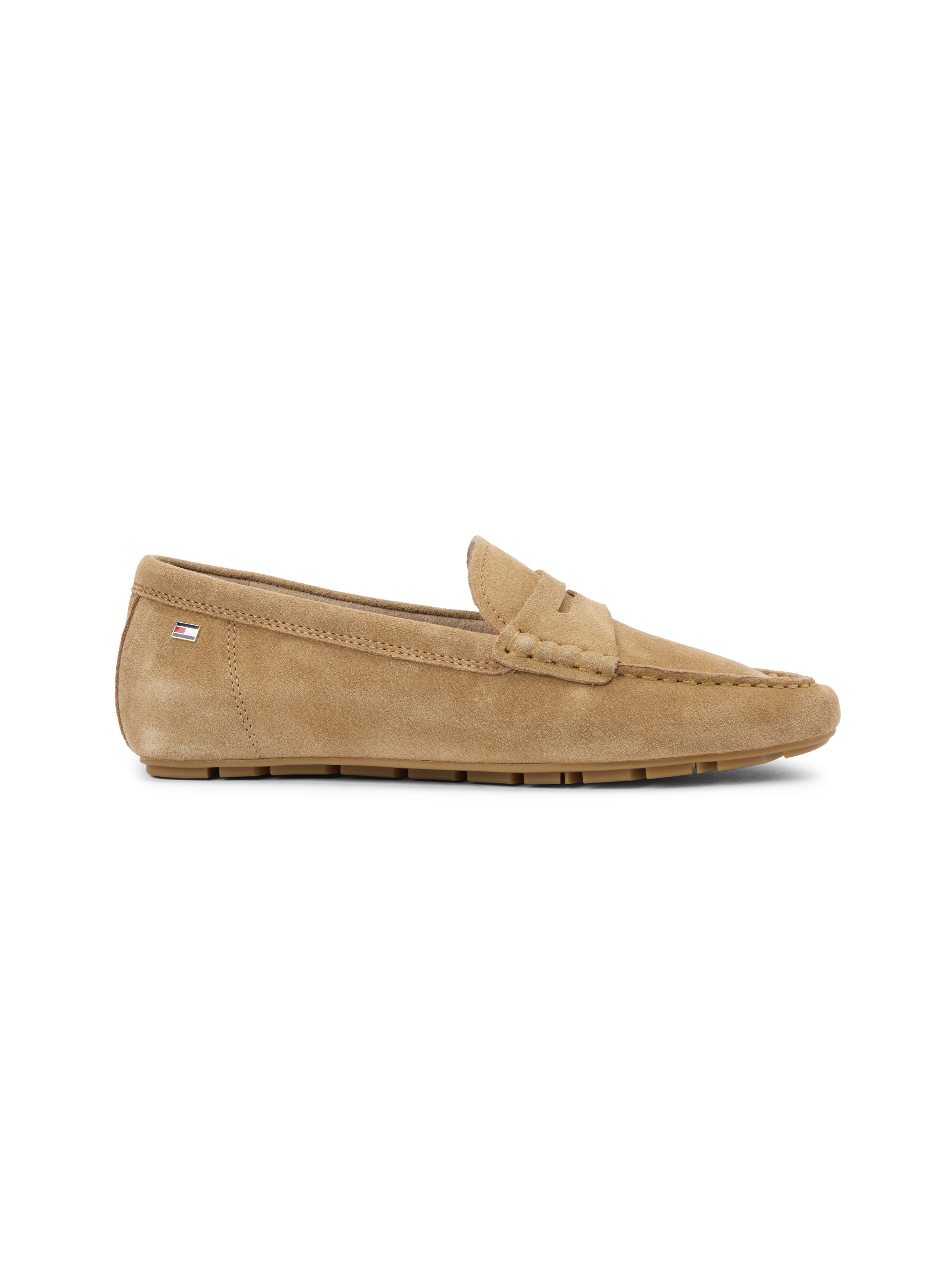 Tommy Hilfiger Slipper »FLAG SOFT SUEDE DRIVER LOAFER«  , Schlupfschuh, Bequemschuh, Mokassin, Flats mit modischen Zierriegel