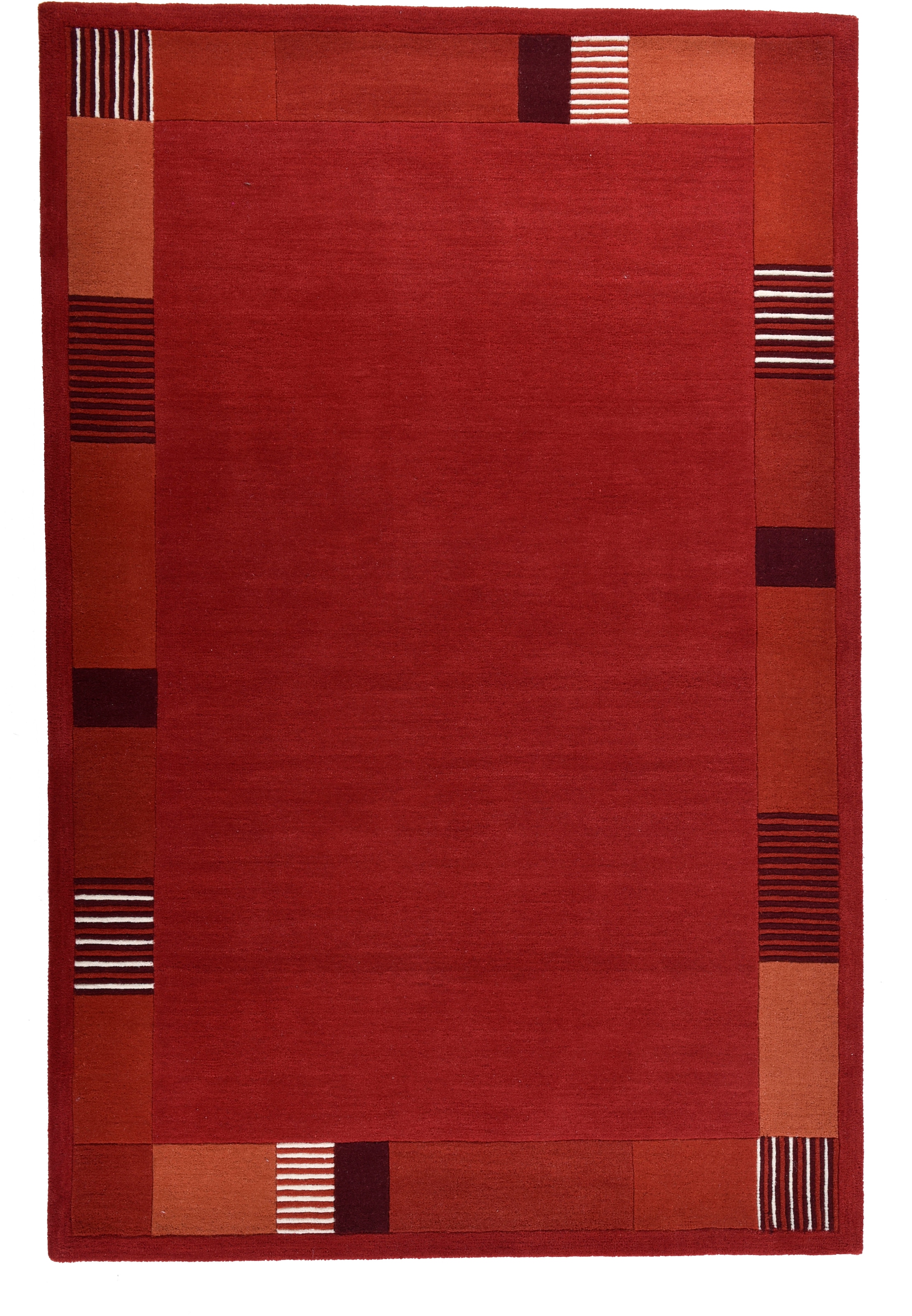 THEKO Wollteppich »Royal Nepali 3085«, rechteckig, reine Wolle, handgetuftet, Uni-Farben, mit Bordüre, modernes Design