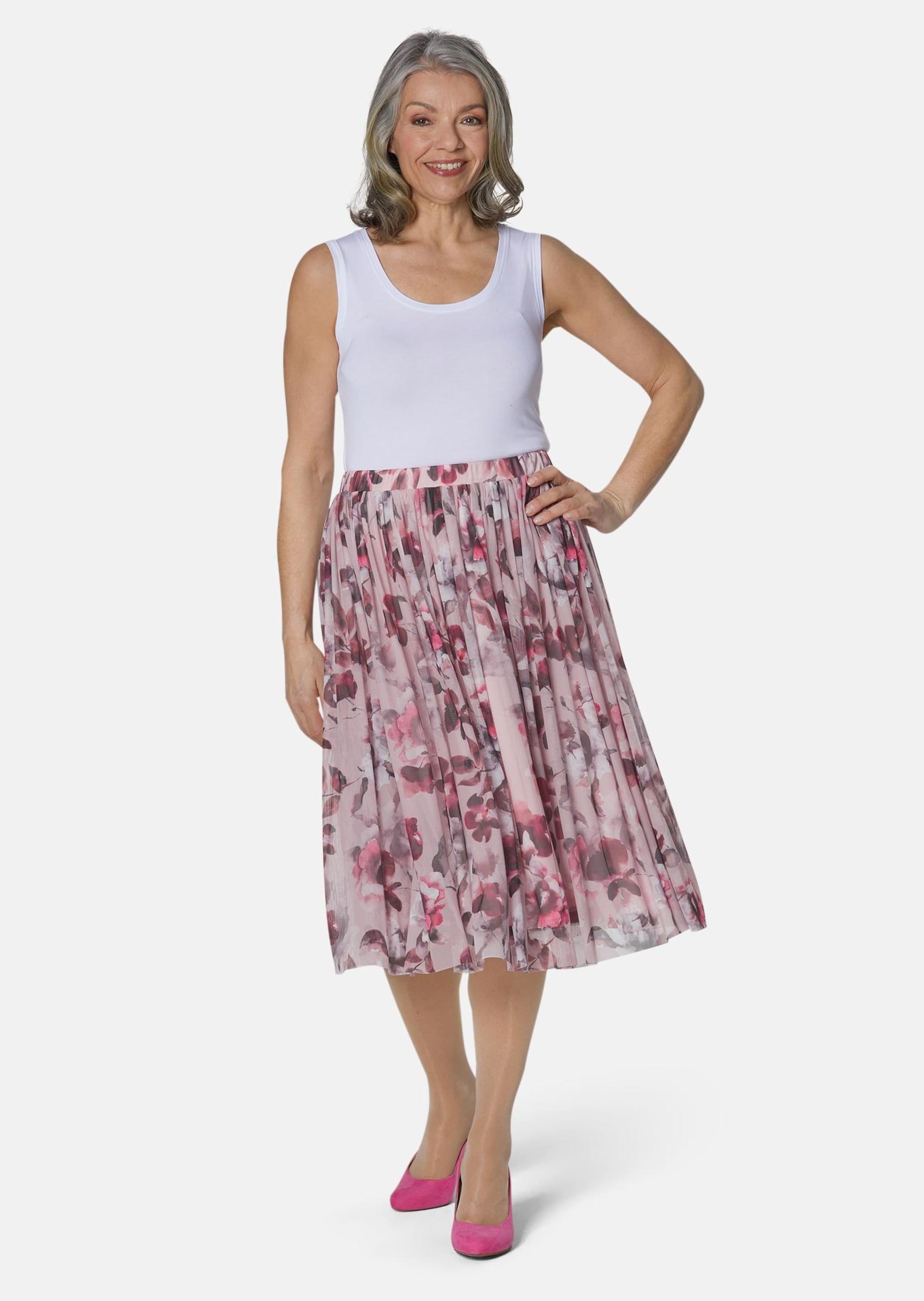 Thumbnail - GOLDNER Sommerrock "Kurzgröße Luftig schwingender Rock aus bedrucktem Mesh"