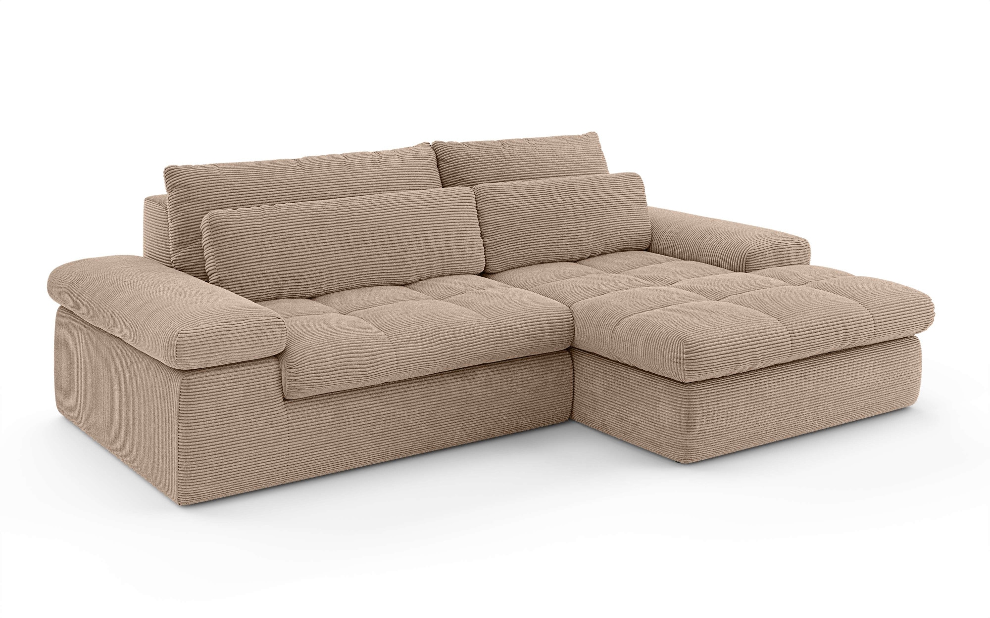 Home affaire Ecksofa »ALVERIE mit Recamiere, moderne Steppung, Maße: B/T/H 274/203/106 cm«, L-Form mit Wellenunterfederung, mit 4 Rückenkissen, pflegeleicht Stoff