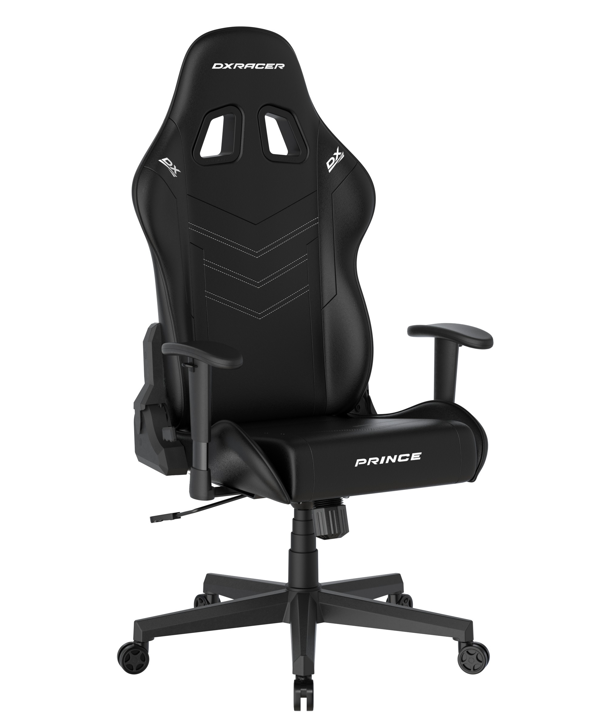 DXRacer Gaming-Stuhl »Prince Gaming Chair Regular L, PVC, schwarz schwarz mit weißen Nähten«
