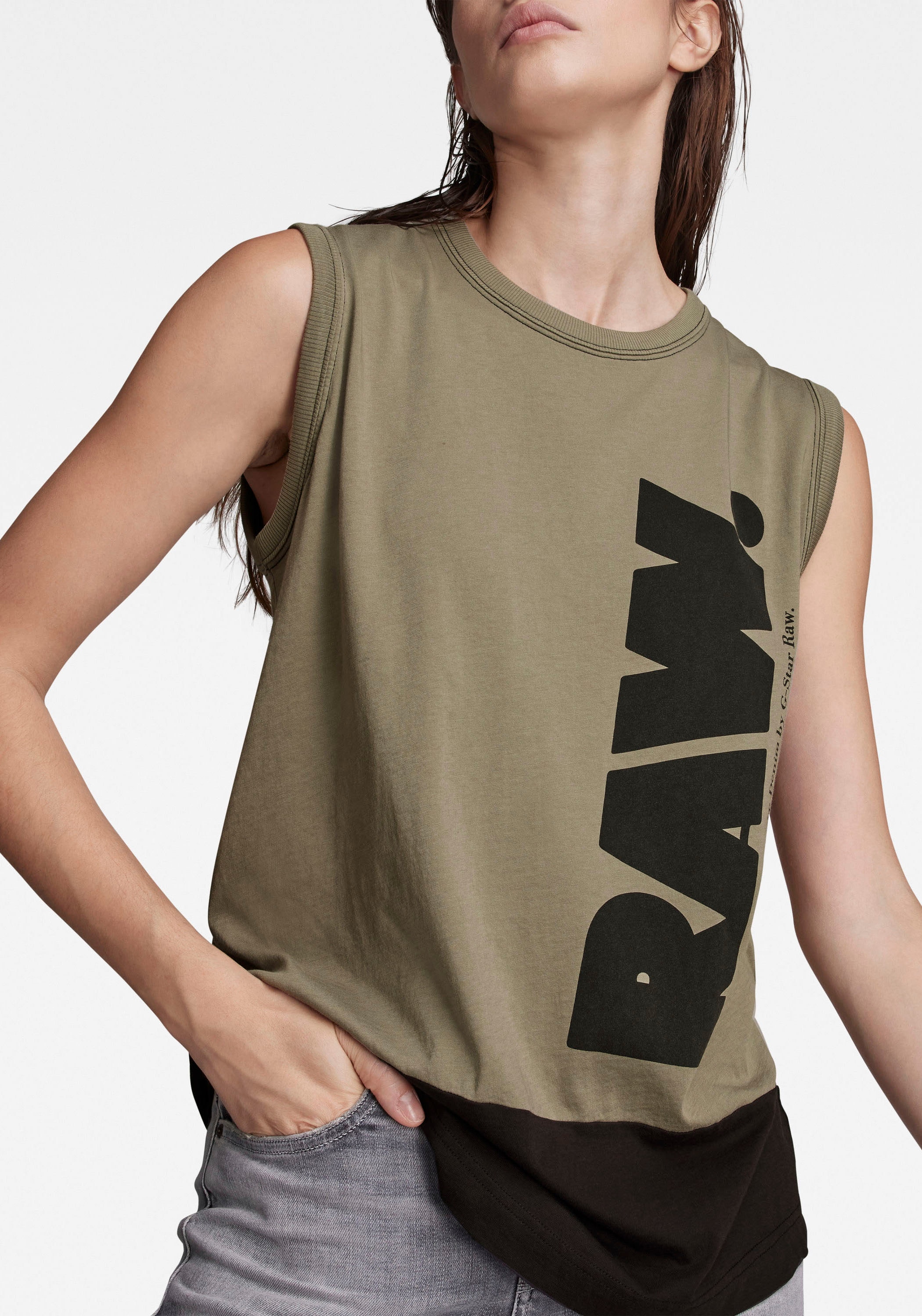 G-Star RAW T-Shirt »T-Shirt Lash color block tank to«, mti Logo Grafikdruck  vorne für bestellen | BAUR