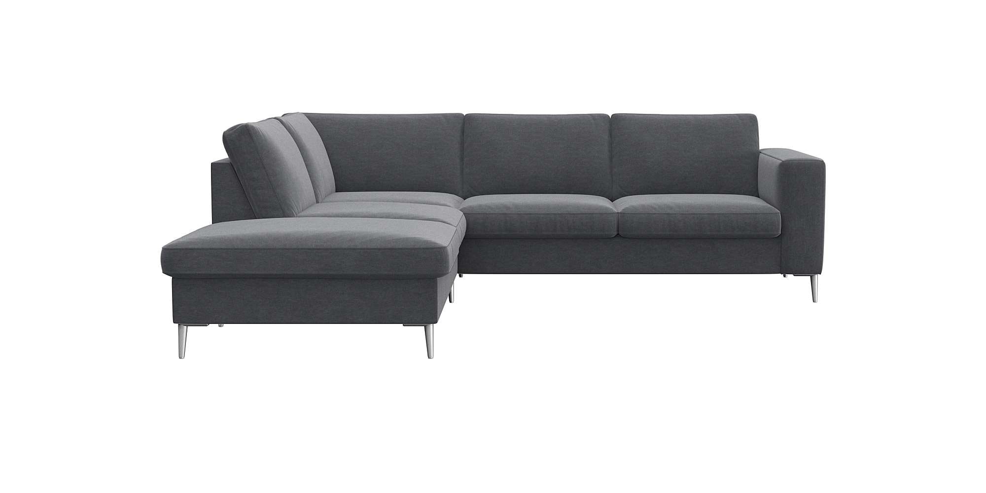 FLEXLUX Ecksofa "Fiore, L-Form" schmale Armlehnen, Füße alufarben, B/T 234/225 cm, Kaltschaum im Sitz