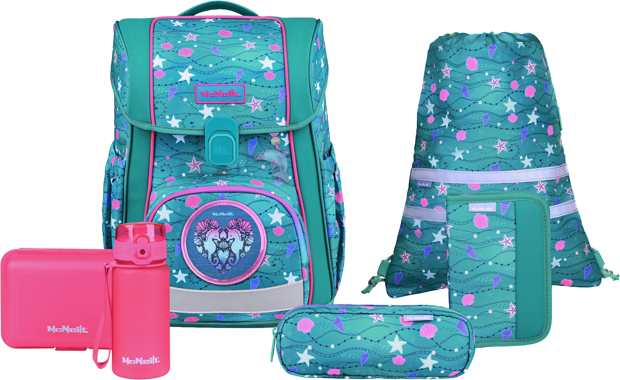 MCNEILL Kinder Schulranzen "Bravo, inkl. Etui, Turnbeutel"seafish, Polyester, Rucksäcke