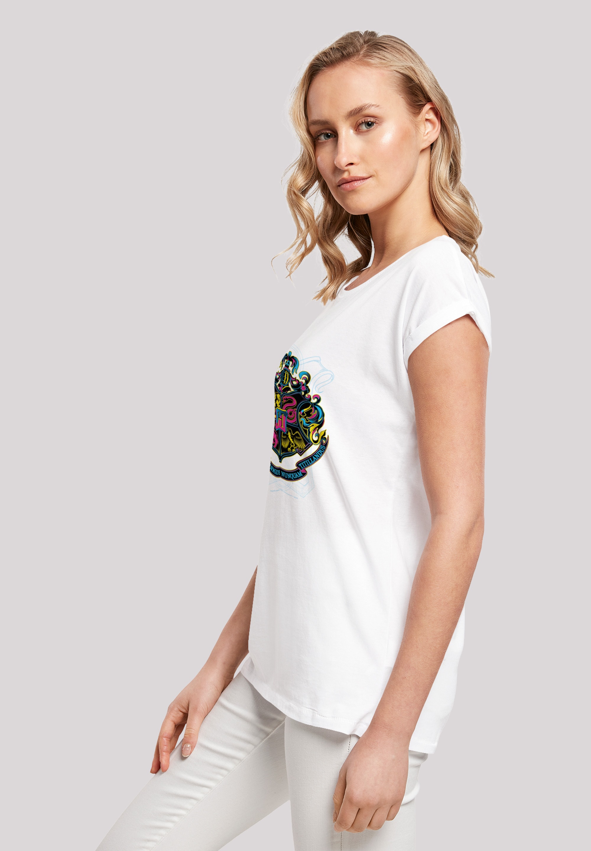F4NT4STIC T-Shirt »Harry Potter Neon Hogwarts Crest«, Print