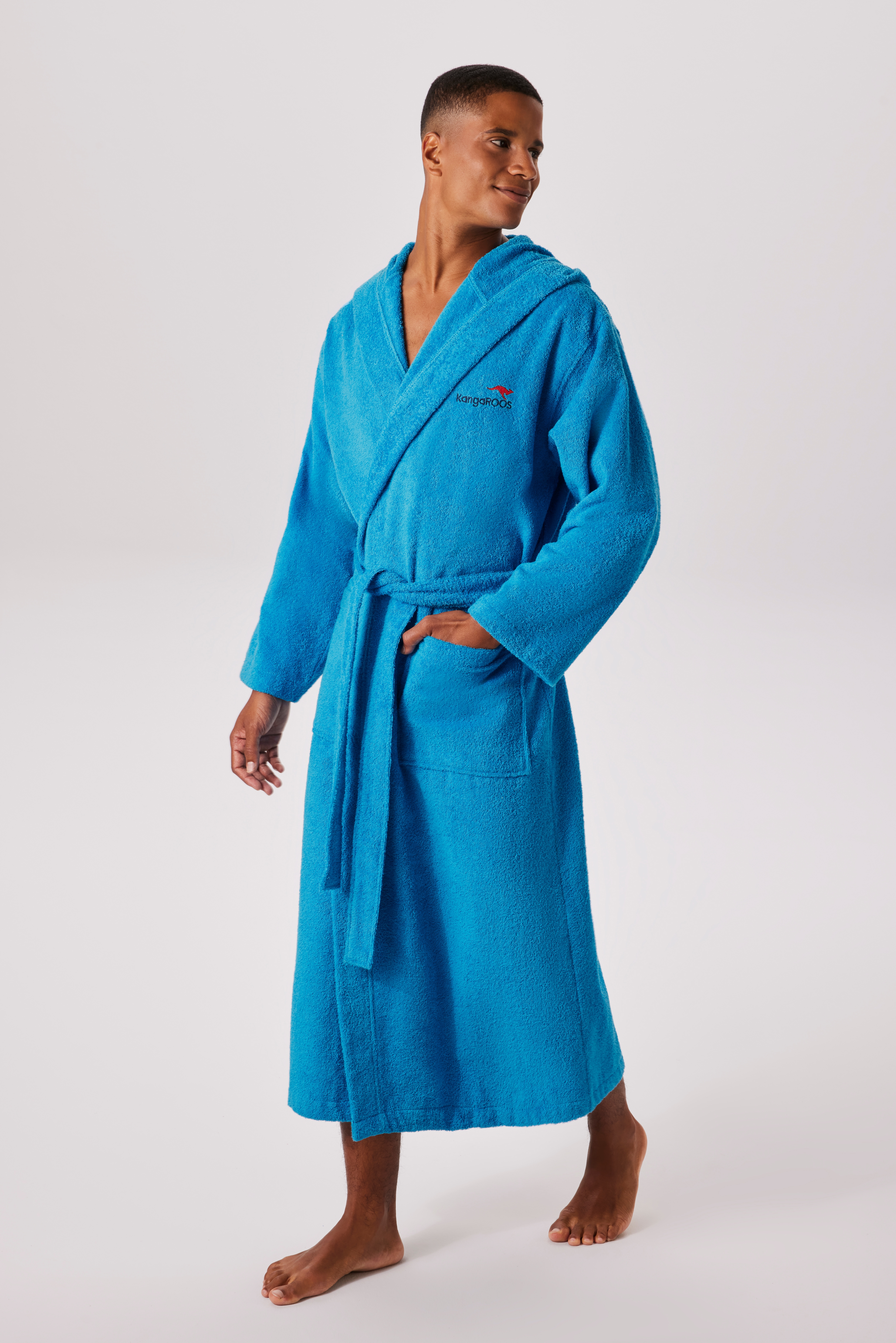 KangaROOS Unisex-Bademantel "Cassidy, für Damen & Herren, Standardlänge & Überlänge" 1 Stk. mit Taschen, Männer und Frauen, Baumwolle, Reise, Hotel, Sauna, S-3XL