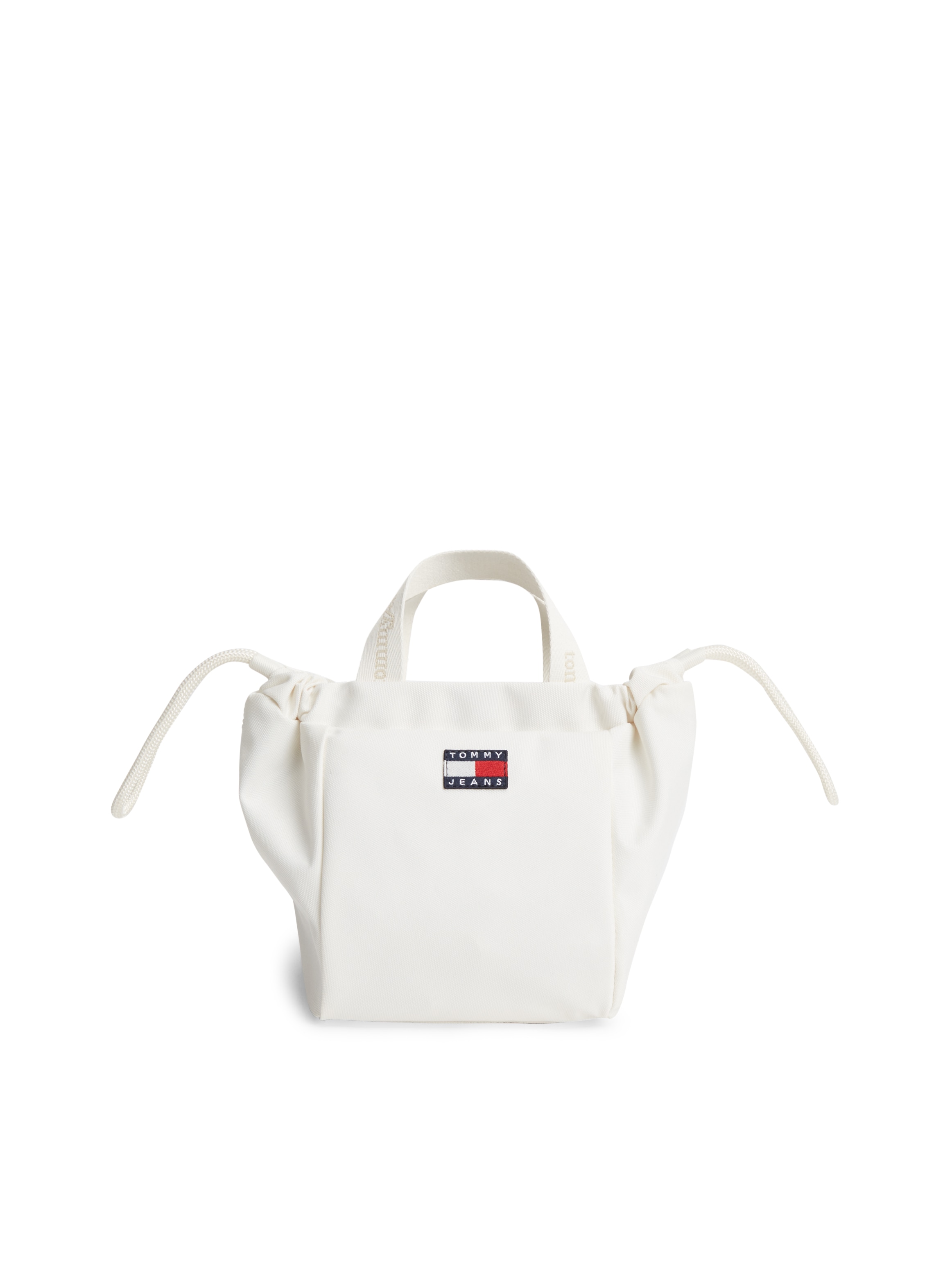 "Tragetasche TOMMY JEANS ""TJW ESS DAILY MINI TOTE"", Damen, Gr. B/H/T: 34cm x 18cm x 12cm, weiß (ivory), Textil, unifarben, Taschen, Damen