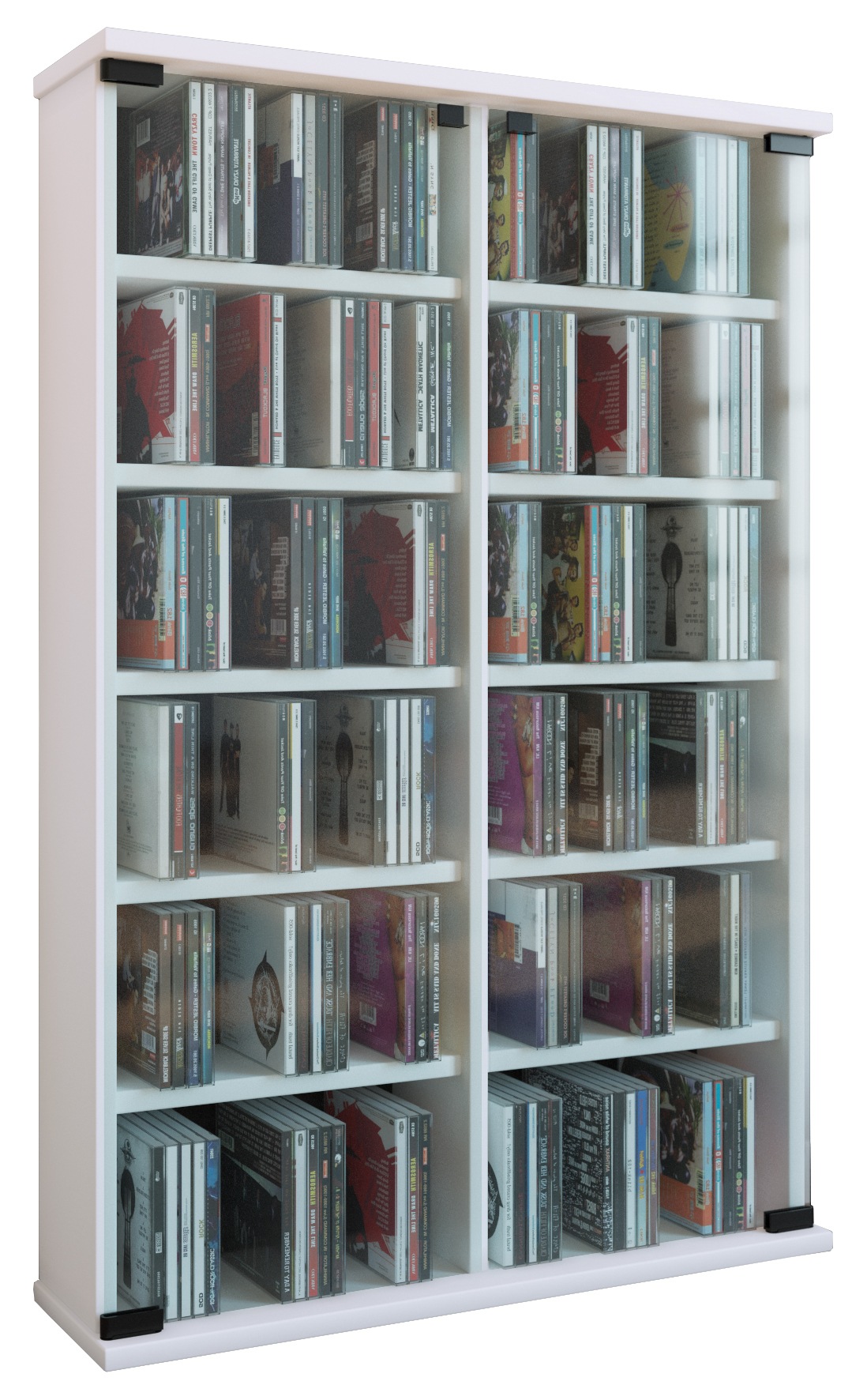 Media-Regal VCM, B:60cm T:18cmweiß, Regale, "Holz CD DVD Stand Regal Schrank Roma Glastür"