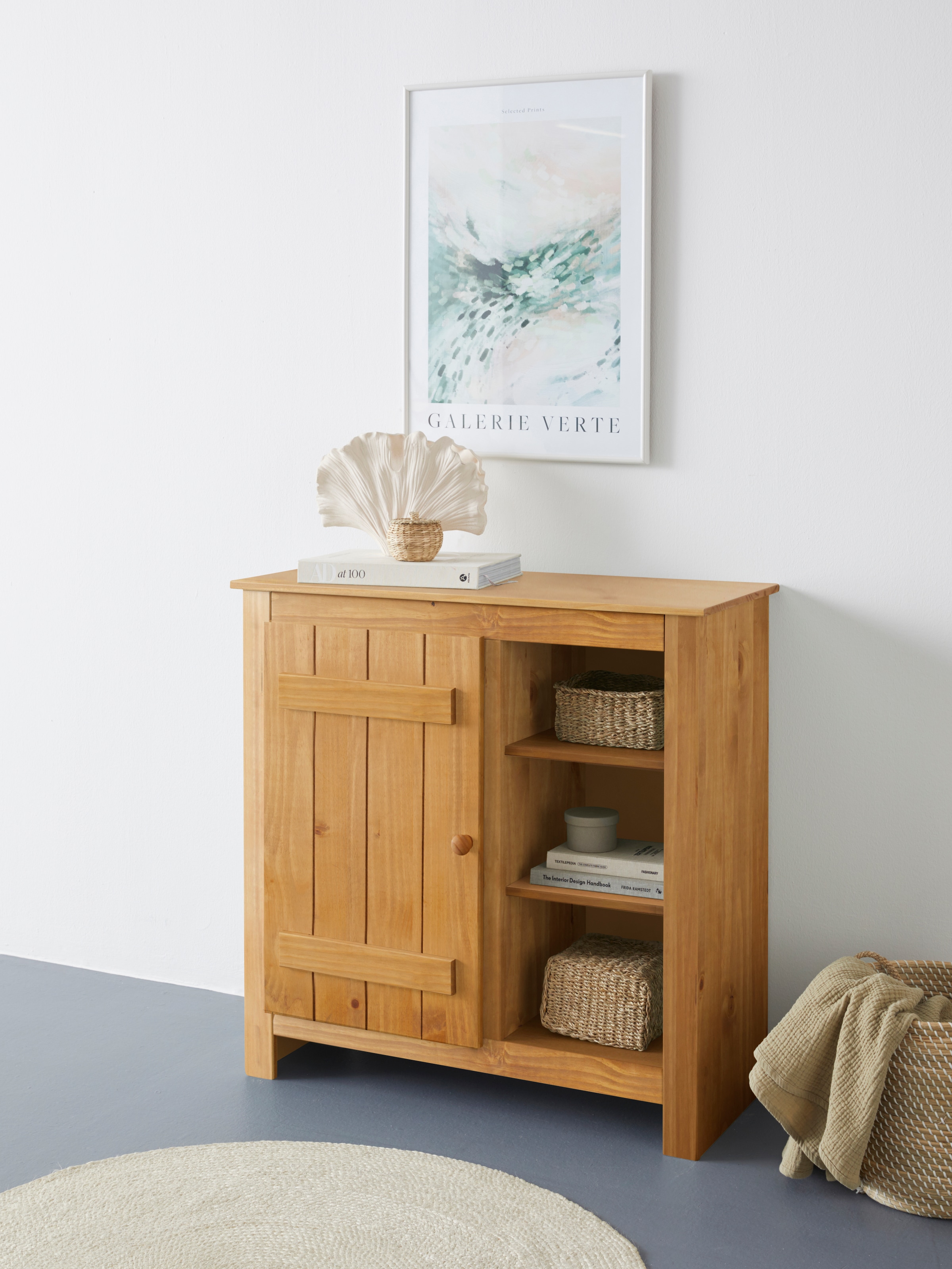 OTTO home Sideboard "Bertram" Massivholz,4 verstellbare Einlegeböden, Magnetverschluss,Höhe 90 cm