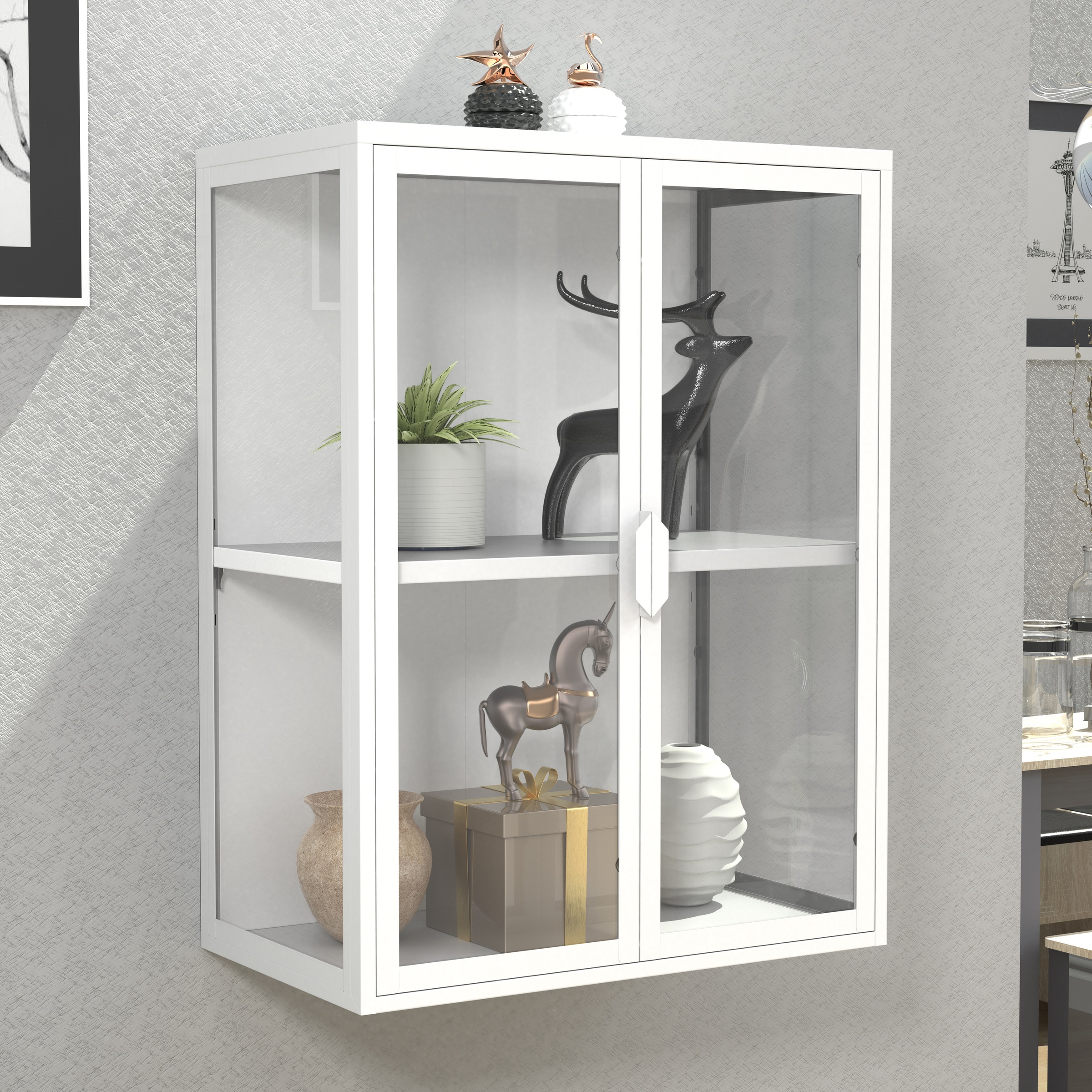 VCM Wandregal »Stahl Wandvitrine Hängevitrine Vitrine Glas Flokas« 1 Stk. tlg.