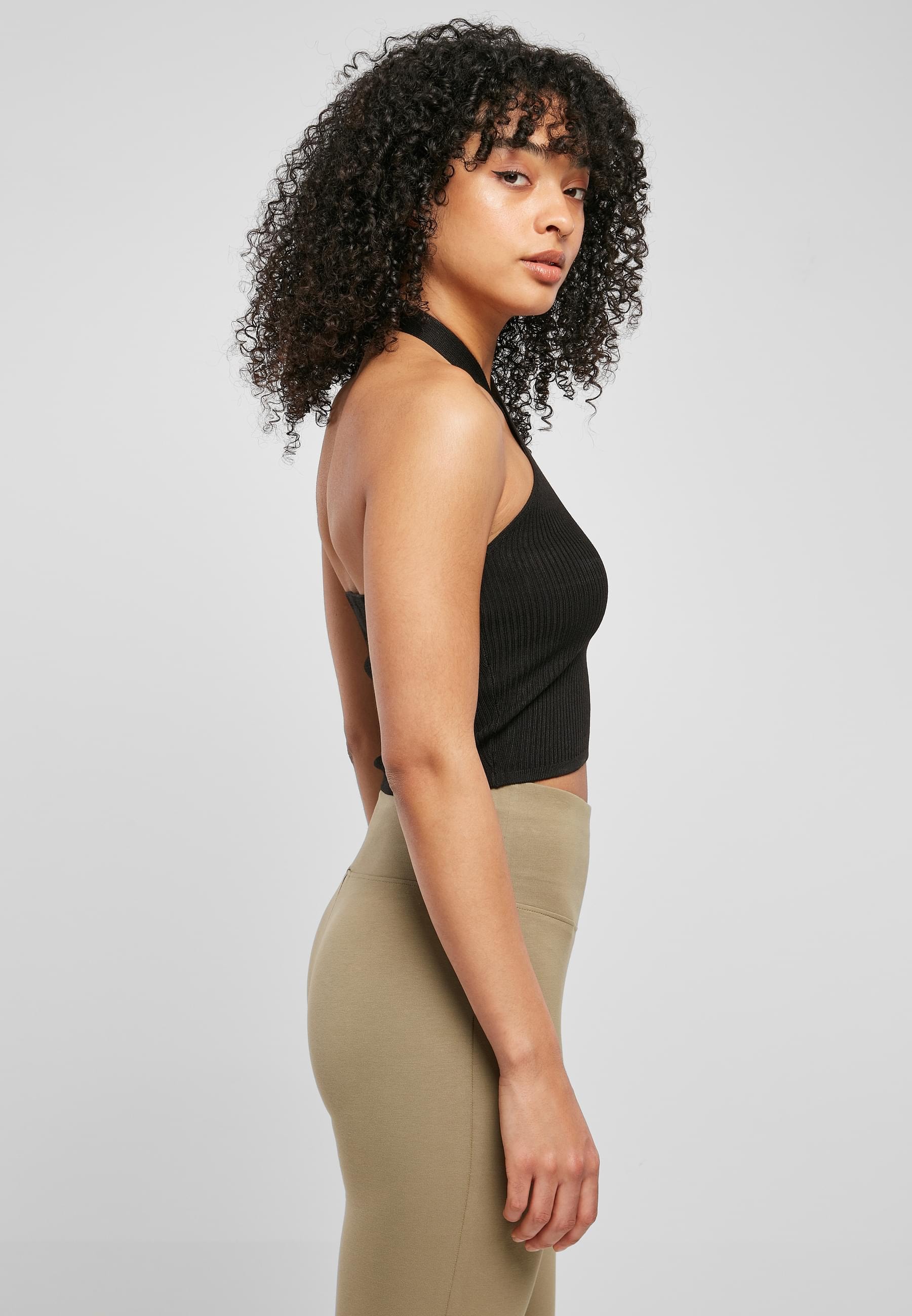 URBAN CLASSICS Muskelshirt »Urban Classics Damen Ladies Rib Knit Crossed Neckholder Top«, (1 tlg.)