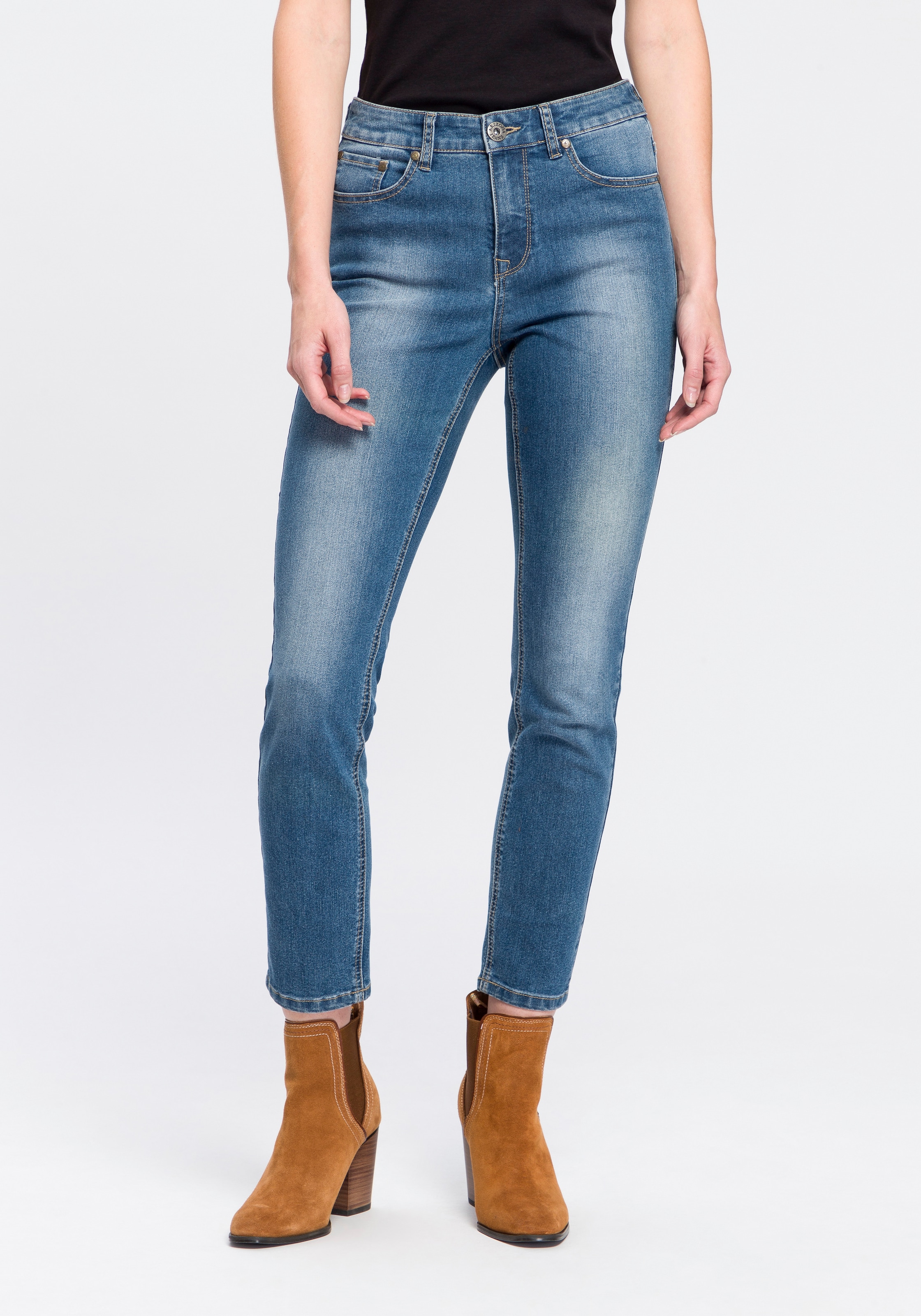 | komfortabler »Shaping« Leibhöhe BAUR Arizona 7/8-Jeans mit