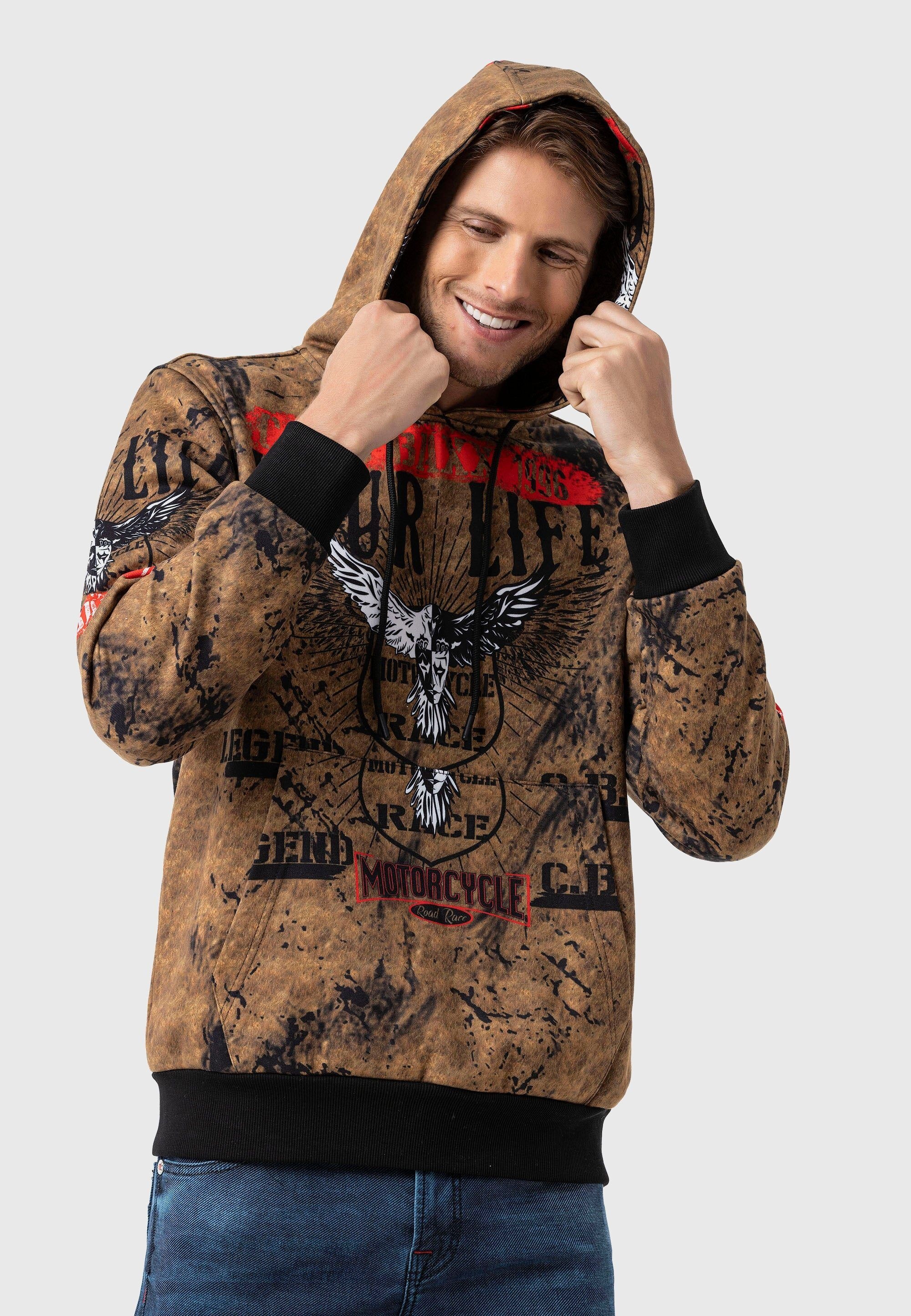 Cipo & Baxx Kapuzenpullover »Sweatshirts«, (1 tlg.), mit Allover-Print