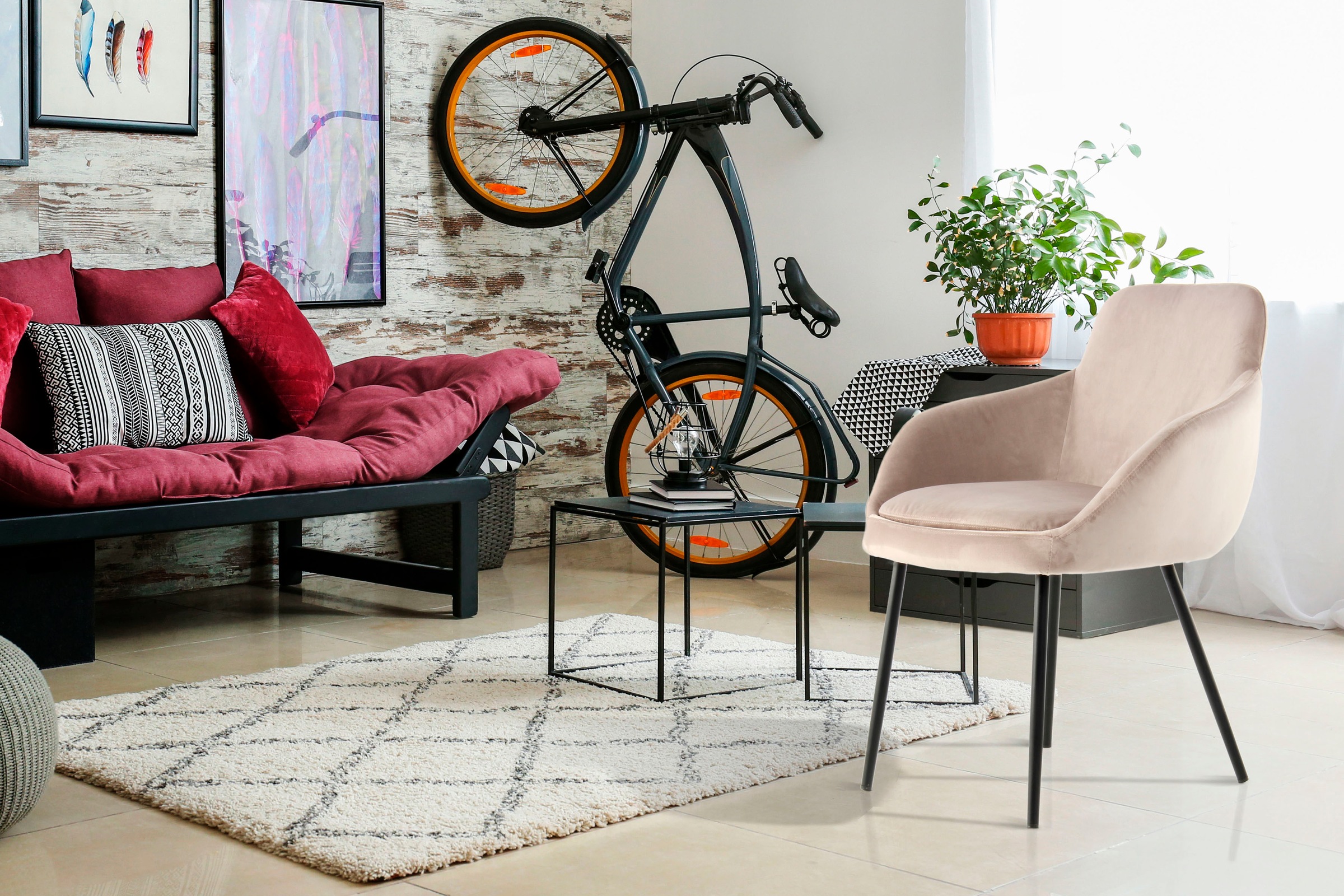 Kayoom Polsterstuhl »Stuhl Cobain 825 2er-Set, einfarbiges Design, minimalistisch gestaltet«, (Set), 2 St., samtweicher Bezug, weiche Polsterung für ein gemütliches Sitzgefühl