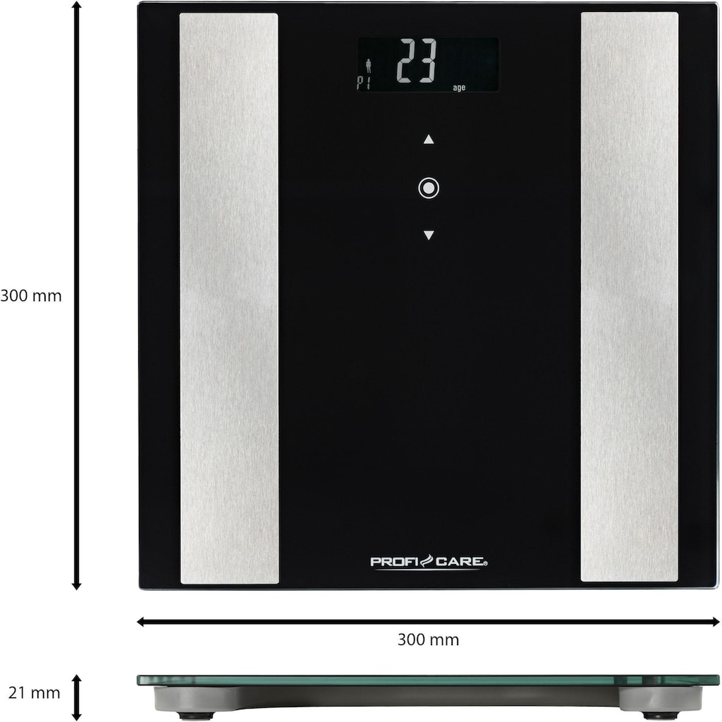 ProfiCare Körper-Analyse-Waage »PC-PW 3007 FA«, 8 in 1 Glas-Analyse-Waage in 2 Farben