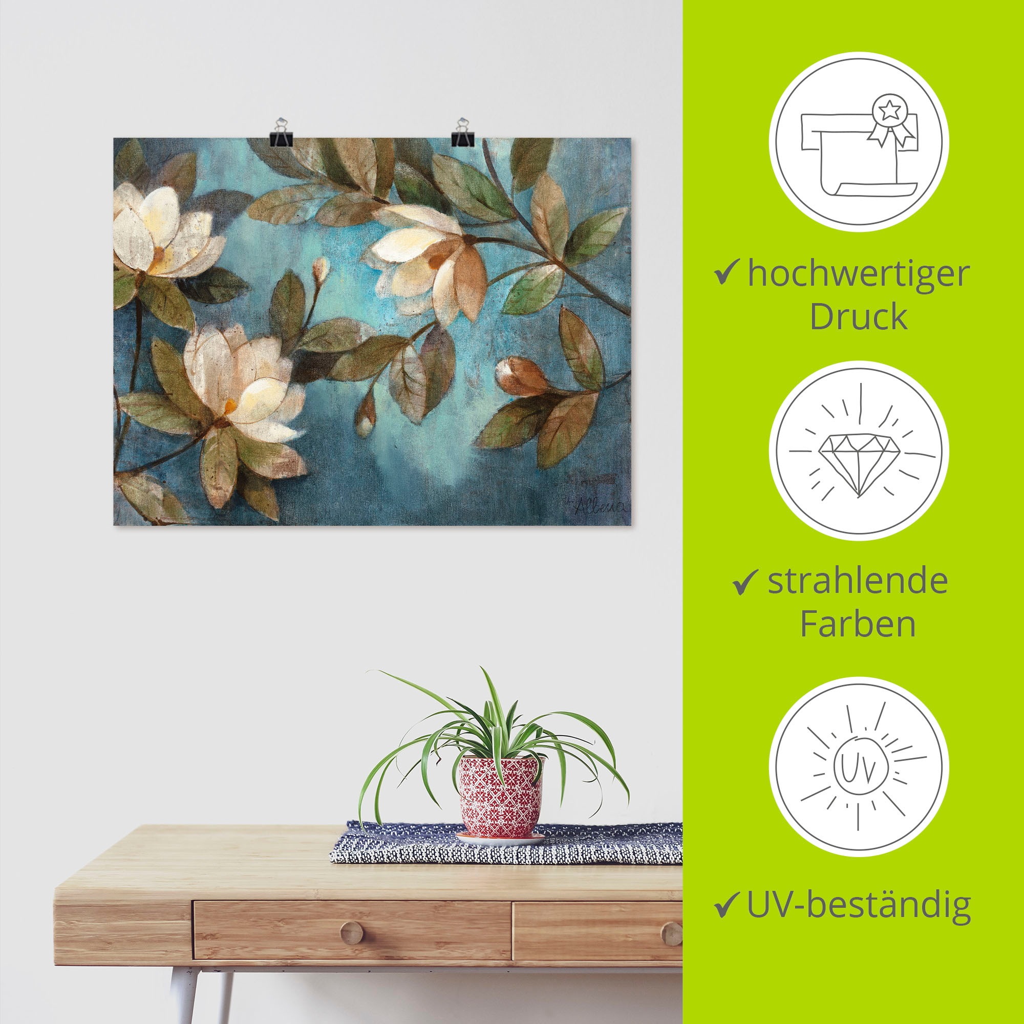 Artland Wandbild »Schwebende Magnolie«, Blumen, (1 St.), als Leinwandbild, Poster, Wandaufkleber in verschied. Größen