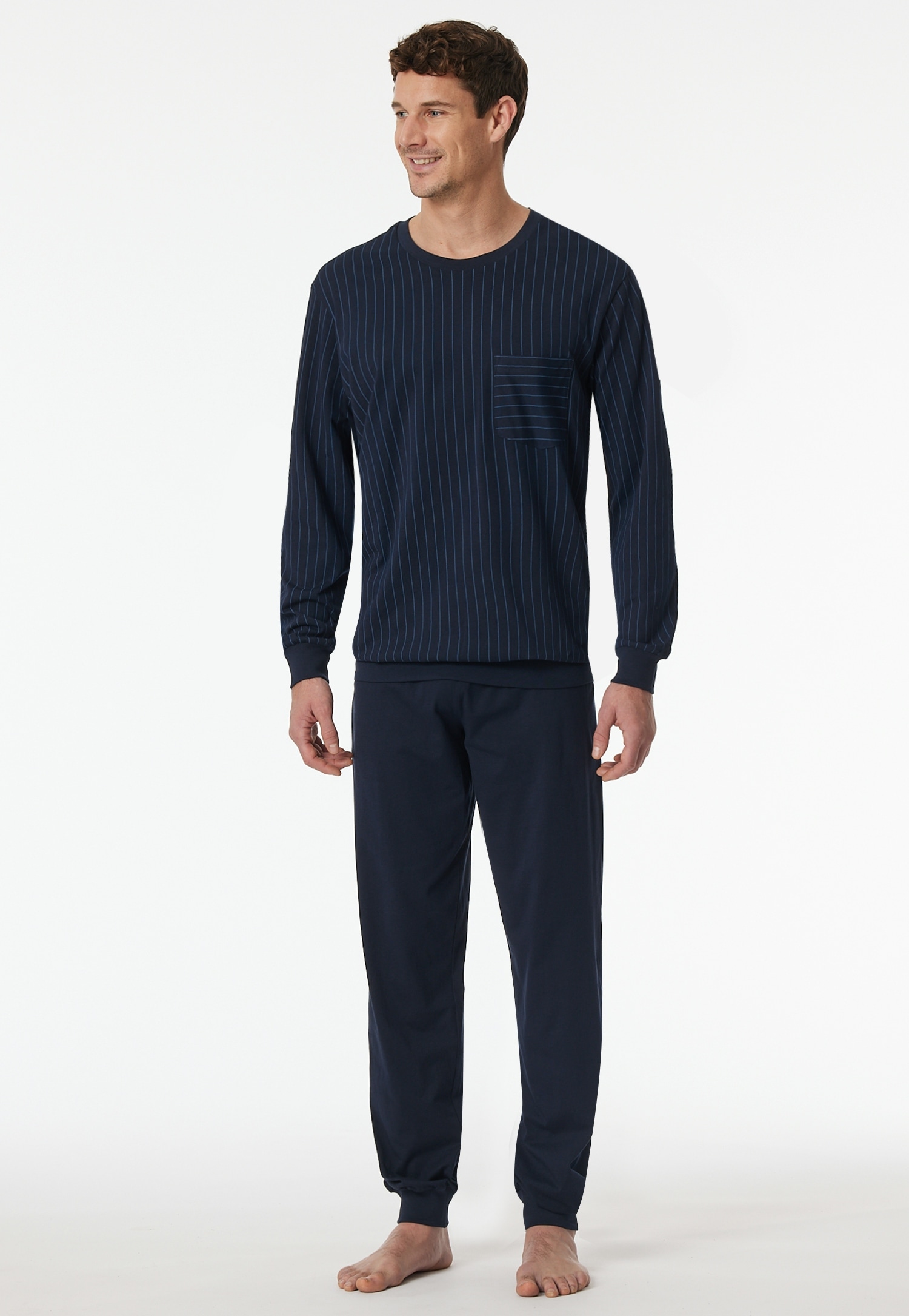 Schiesser Schlafanzug "Comfort Essentials", 2 Stk. mit gestreiftem Oberteil günstig online kaufen