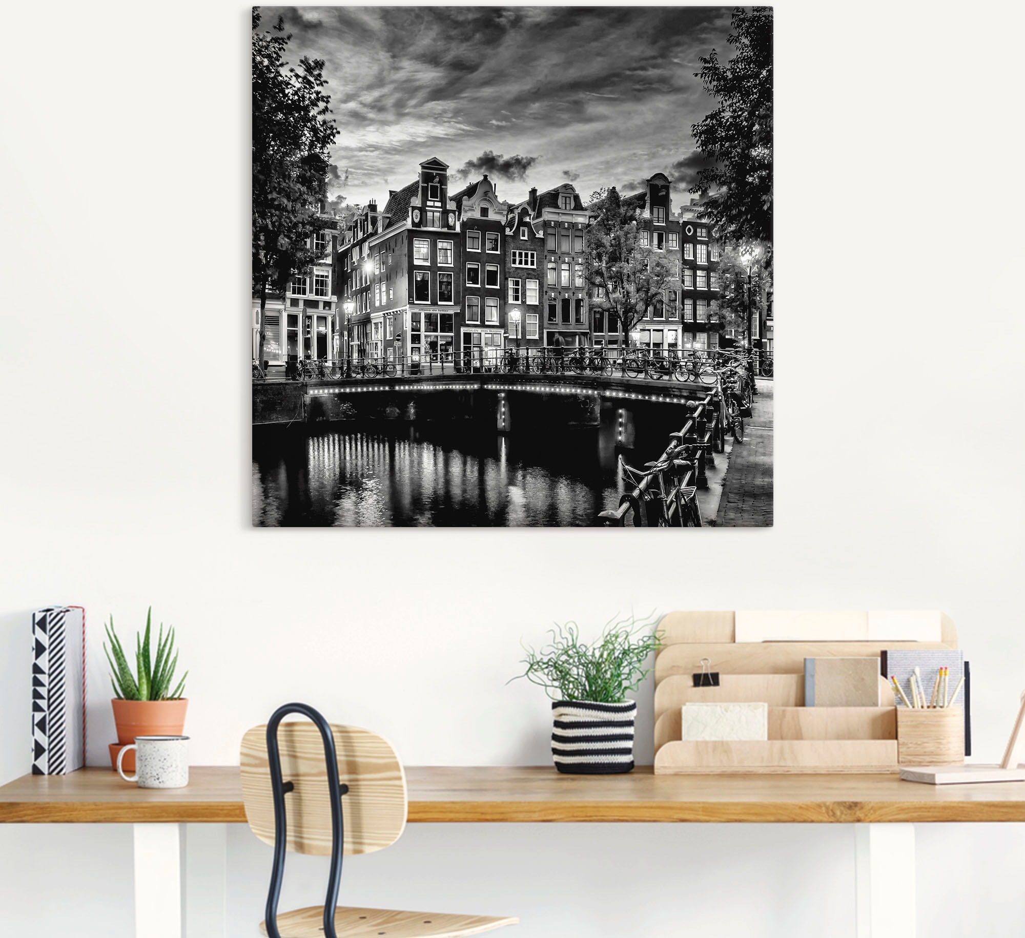 Artland Wandbild »Amsterdam Abendidylle«, Amsterdam, (1 St.), als Leinwandbild, Poster, Wandaufkleber in verschied. Größen