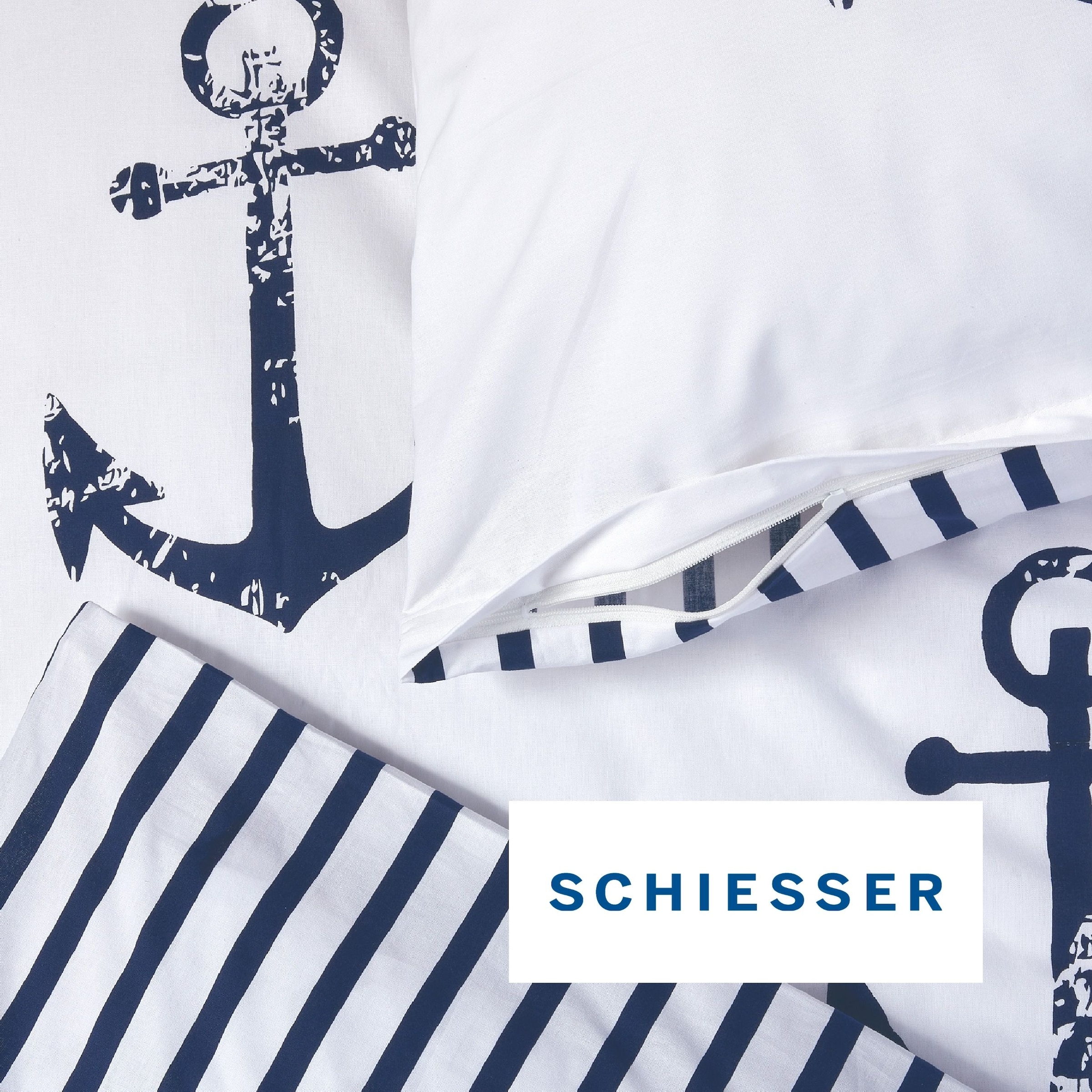 Schiesser Bettwäsche »Marina, maritime Momente in frischer Farbkombination« 2 Stk. OEKO-TEX® MADE IN GREEN