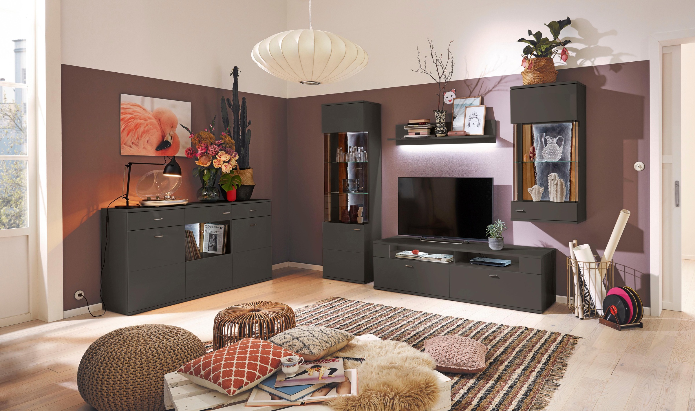 set one by Musterring Vitrine »TACOMA« Typ 21/22, Höhe 126,4 cm, mit getönter Glastür