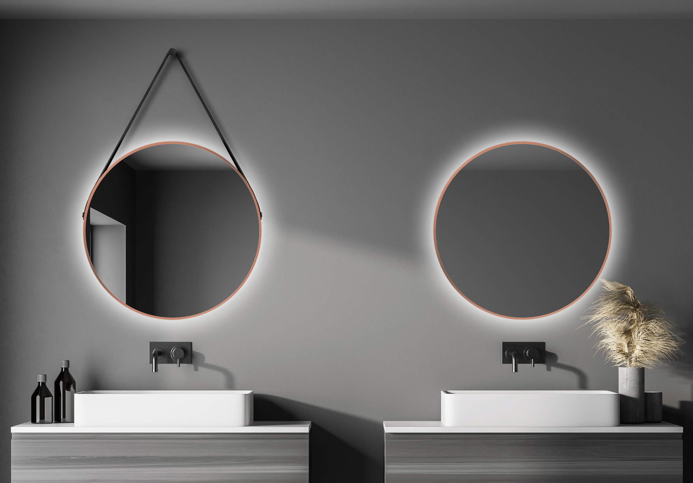 Talos LED-Lichtspiegel, rund, mit indirekter LED Beleuchtung, matt Ø 80 cm