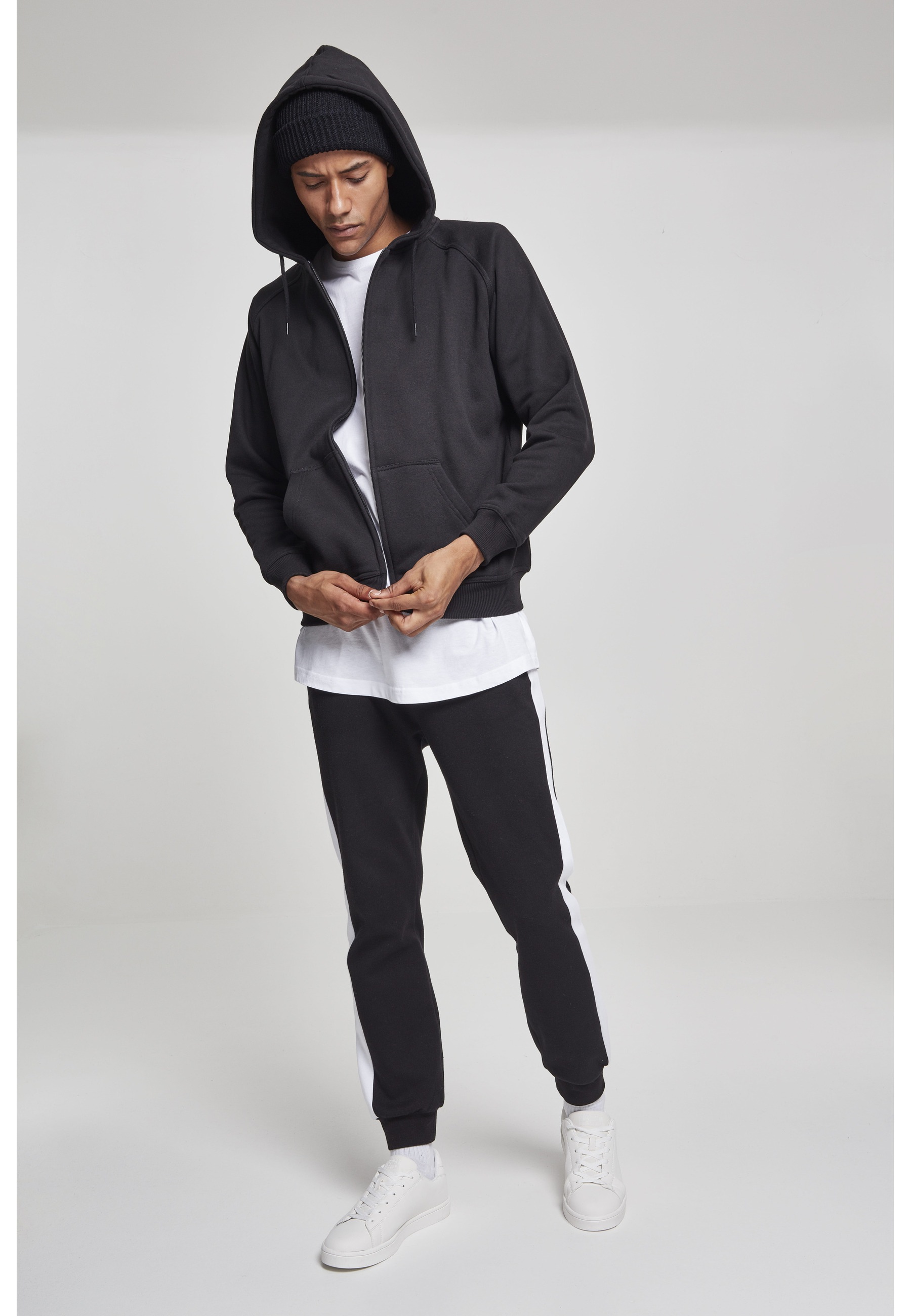 URBAN CLASSICS Kapuzenfleecejacke »Urban Classics Herren Zip Hoody« 1 Stk. tlg. mit Kapuze