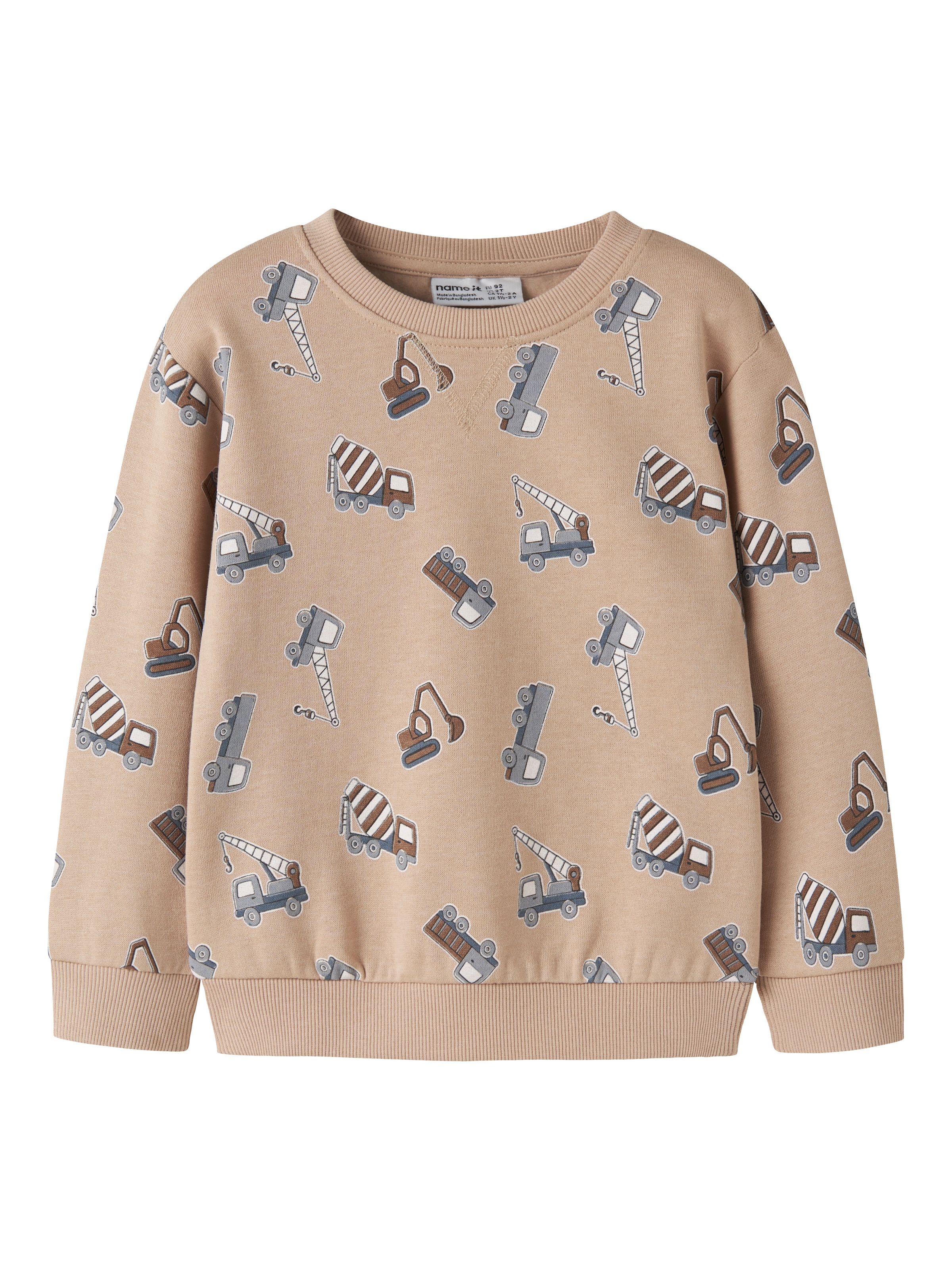 Name It Sweatshirt "Nmmvimo Ls Nreg Aop Sweat Bru", Baumwollmischung, Regular Fit