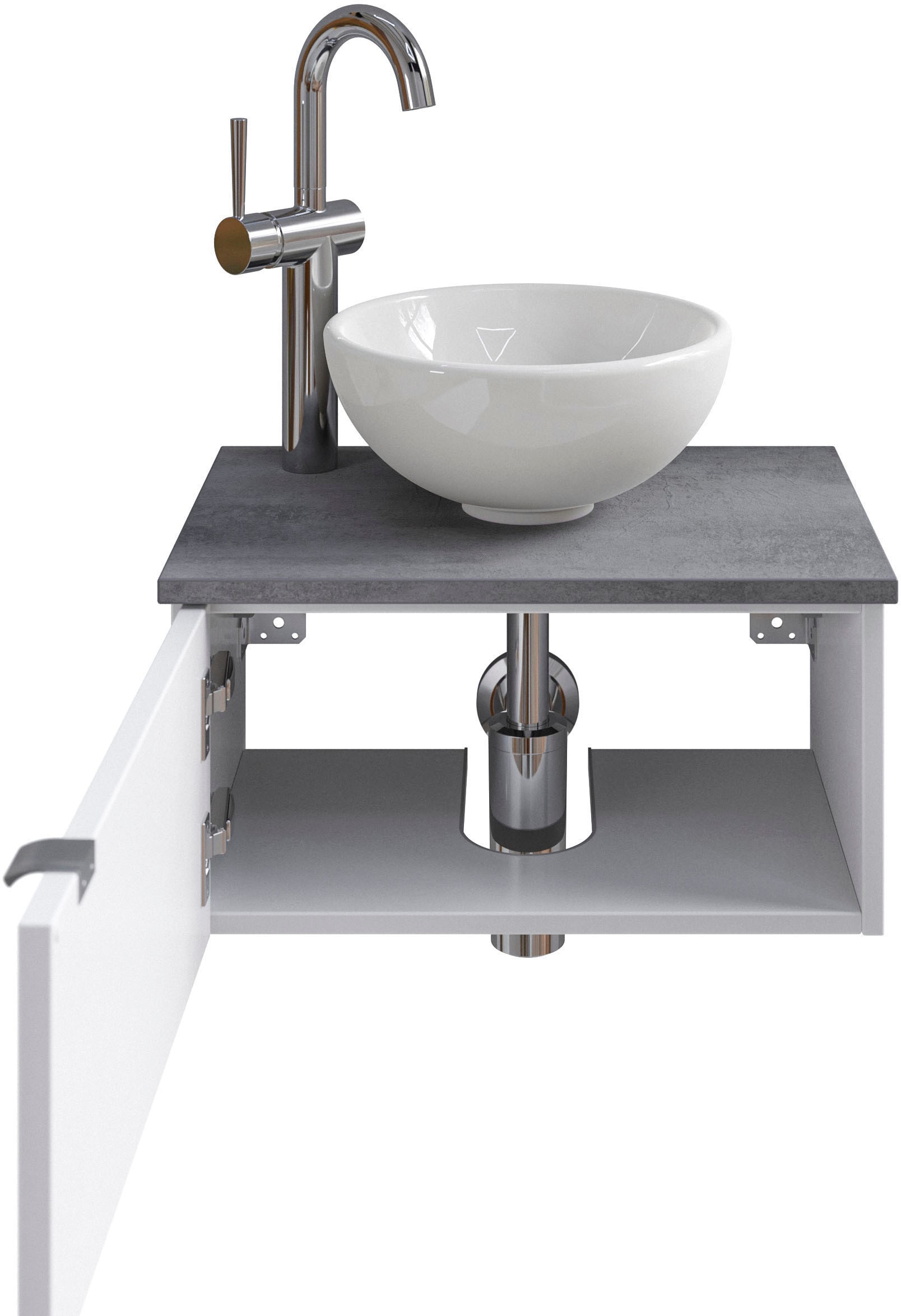 Saphir Waschtisch »Serie 6915 Waschschale mit Unterschrank für Gästebad, Gäste WC«, 51 cm breit, 1 Tür, Waschtischplatte, kleine Bäder, ohne Armatur