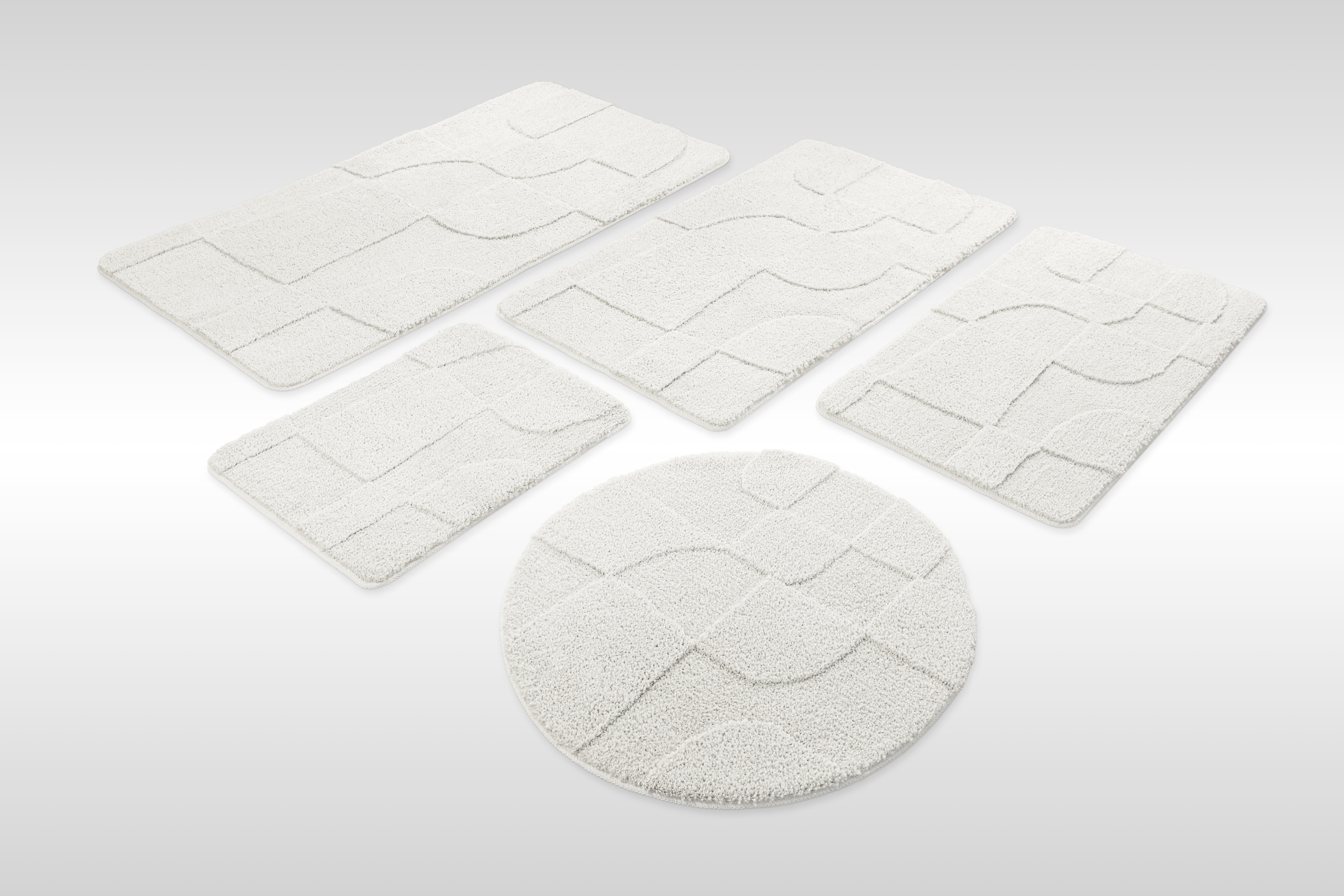 Wecon home "Davie" Höhe 25 mm rutschhemmend beschichtet schnell trocknend Badteppich, Hoch-Tief-Effekt, weich, rutschhemmend, waschbar, getuftet
