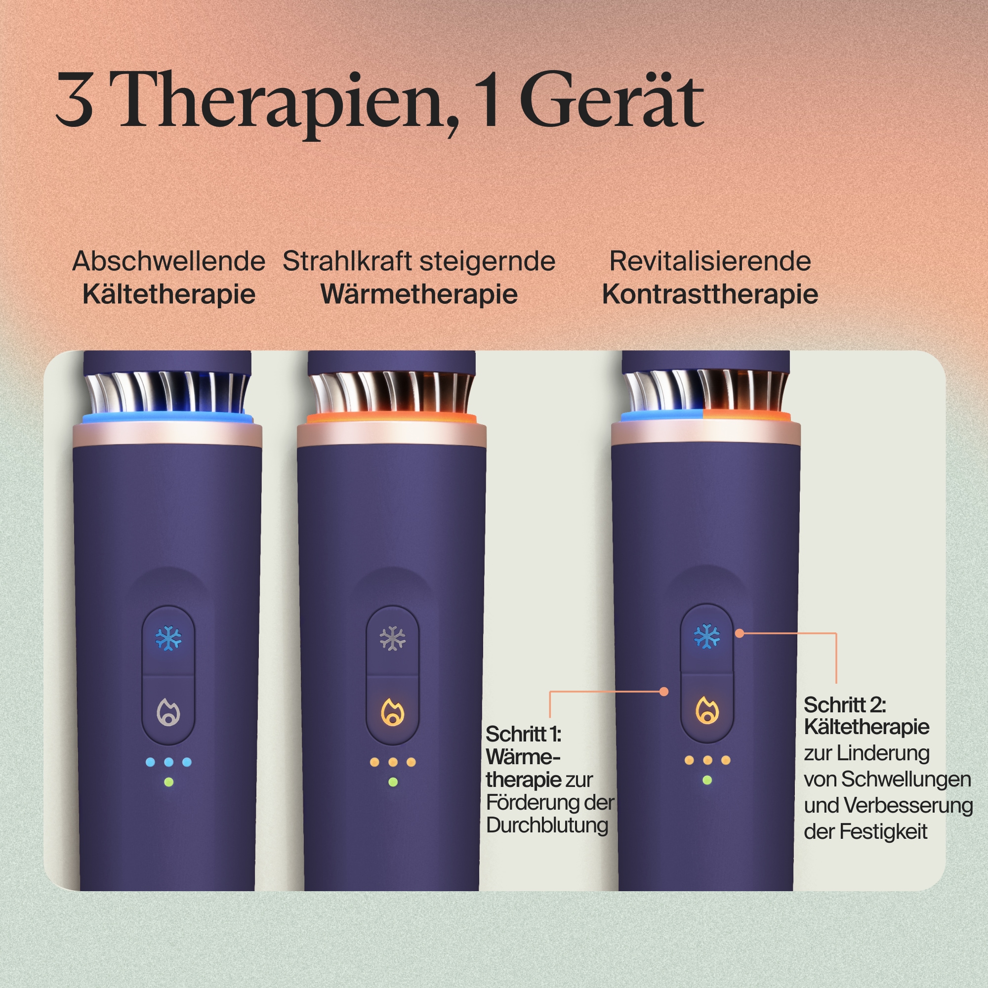 Therabody Anti-Aging-Gerät »Theraface Depuffing Wand Kälte- und Wärmebehandlungen für das Gesicht«, Verbessert die Strahlkraft, reduziert Augenringe und Schwellungen