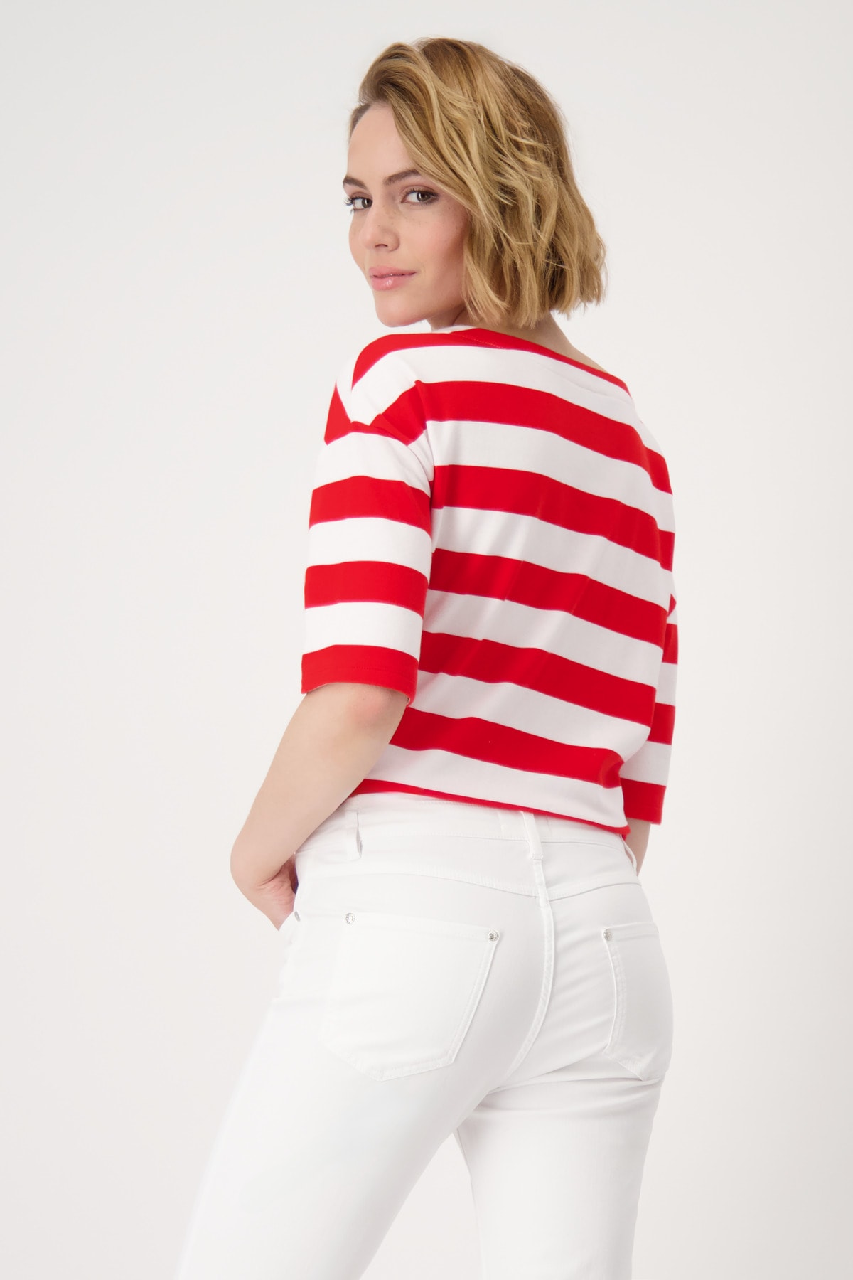 Monari Sweatshirt »Sweatshirt Ringel«, Mit tiefem Rundhalsausschnitt