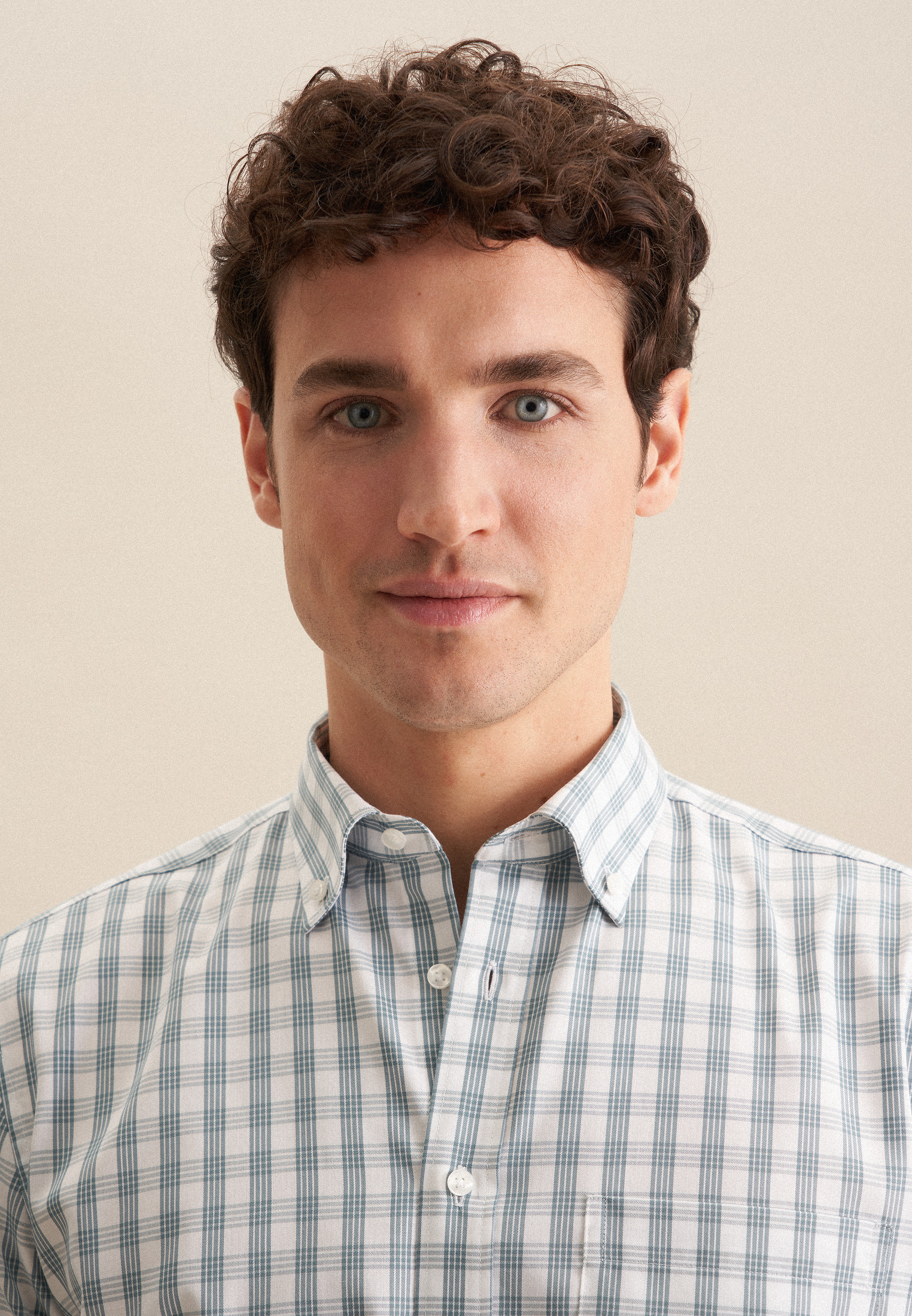 Thumbnail - seidensticker Businesshemd "Regular" Regular 1/2 Button-Down-Kragen Karo