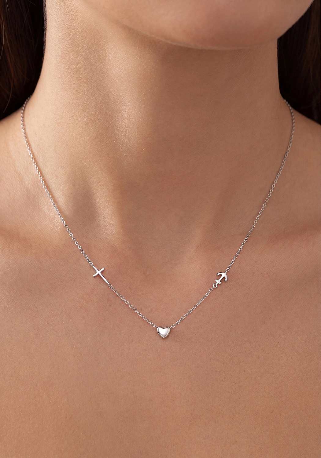 JOBO Collier »Glaube Liebe Hoffnung« 925 Silber 43 cm