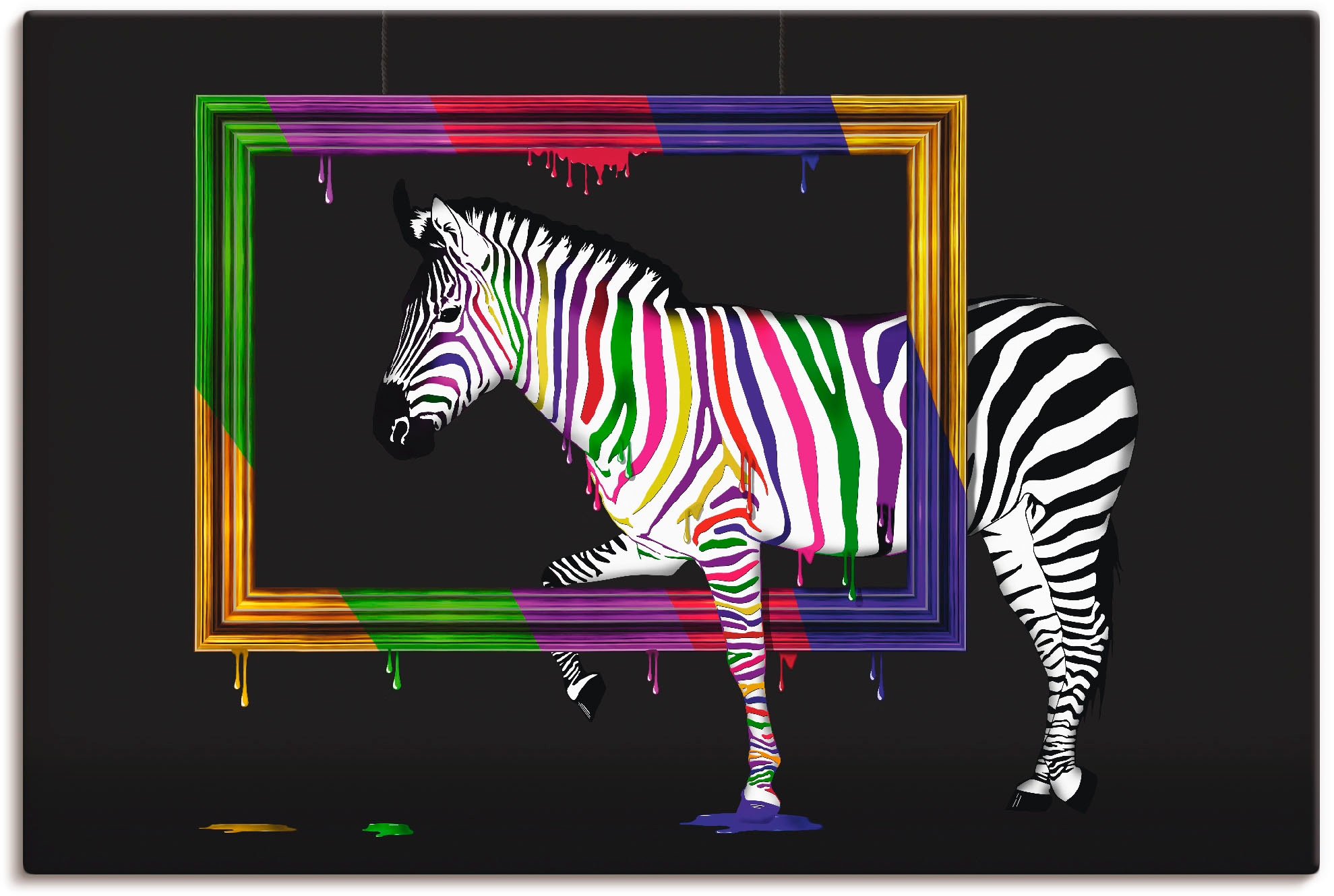 Artland Wandbild "Das Regenbogen Zebra", Animal Fantasy, (1 St.), als Leinwandbild, Poster, Wandaufkleber in verschied. 