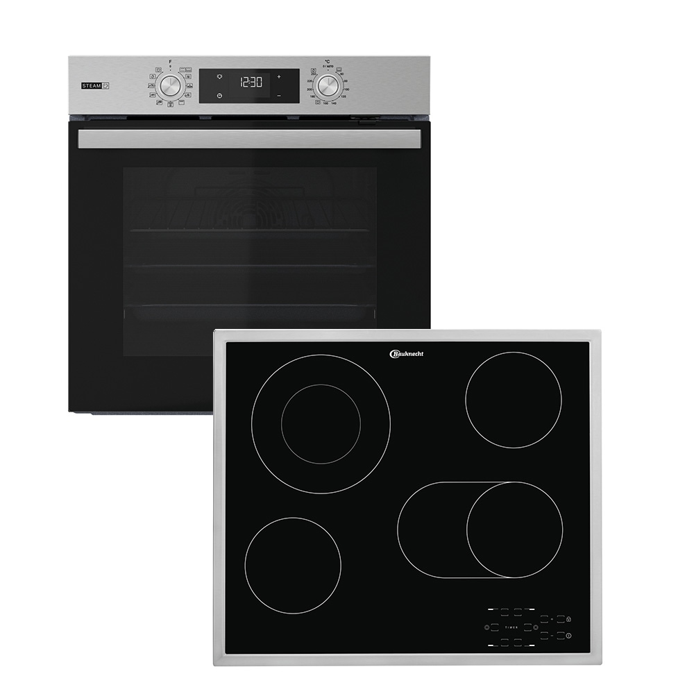 BAUKNECHT Backofen-Set "BAKO 760 Steam IN"inox, Herdsets, GentleSteam - für ein saftiges Inneres und ein knuspriges Äußeres