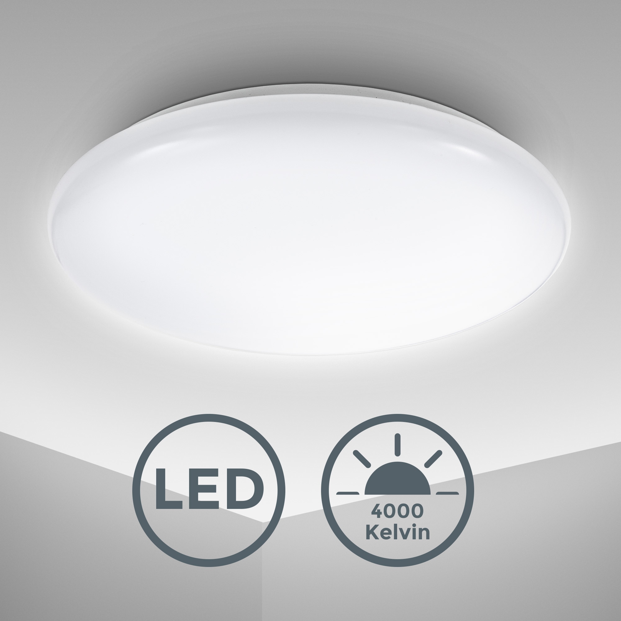 B.K.Licht LED Deckenleuchte »BK_DB1181 LED Deckenlampe, Ø27,8cm, Neutralweißes Licht, Weiß«, 1 flammig, Leuchtmittel LED-Modul | LED fest integriert, 12W, 4.000K, 1.200Lm, IP20, Küchenlampe