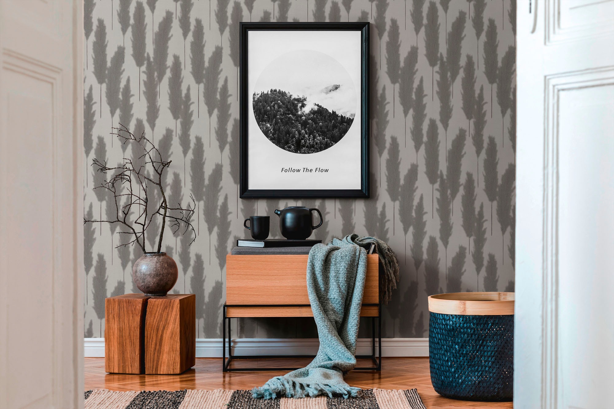 A.S. Création Vliestapete »Hygge«, floral-Motiv-gemustert, Tapete Schilfgras Tapete Pampasgras Tapeten Wohnzimmer Schlafzimmer