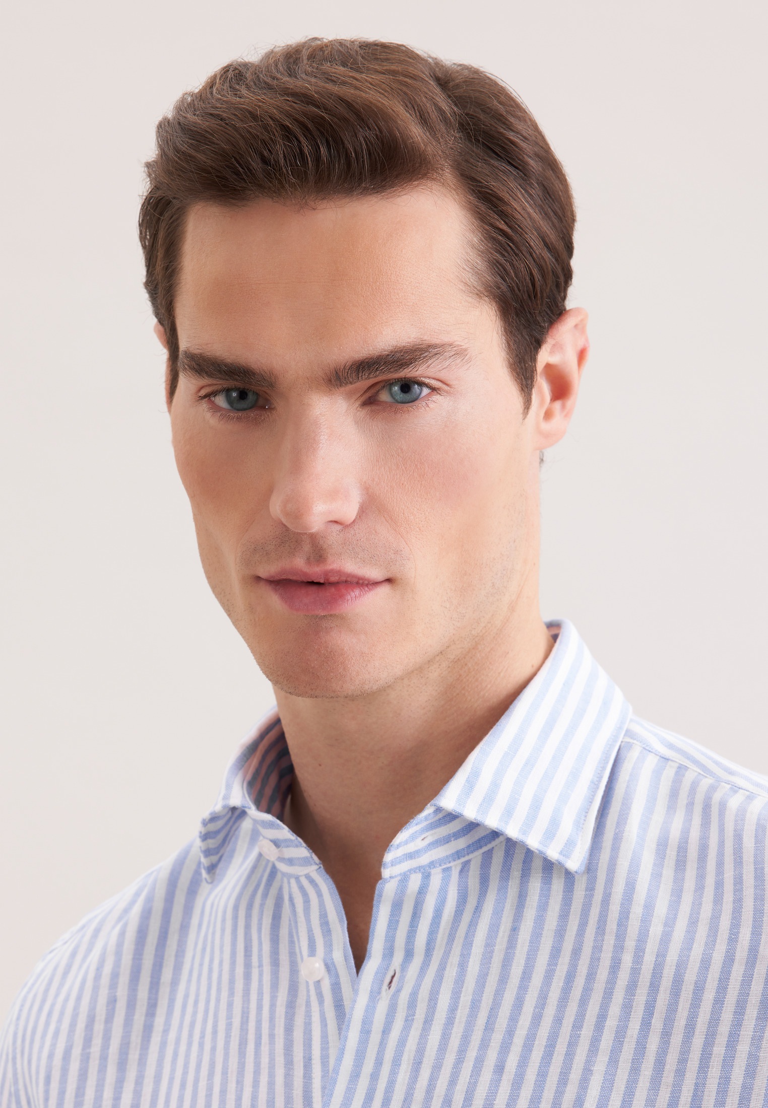 Thumbnail - seidensticker Leinenhemd "Schwarze Rose" Slim 1/2 Kentkragen Gestreift