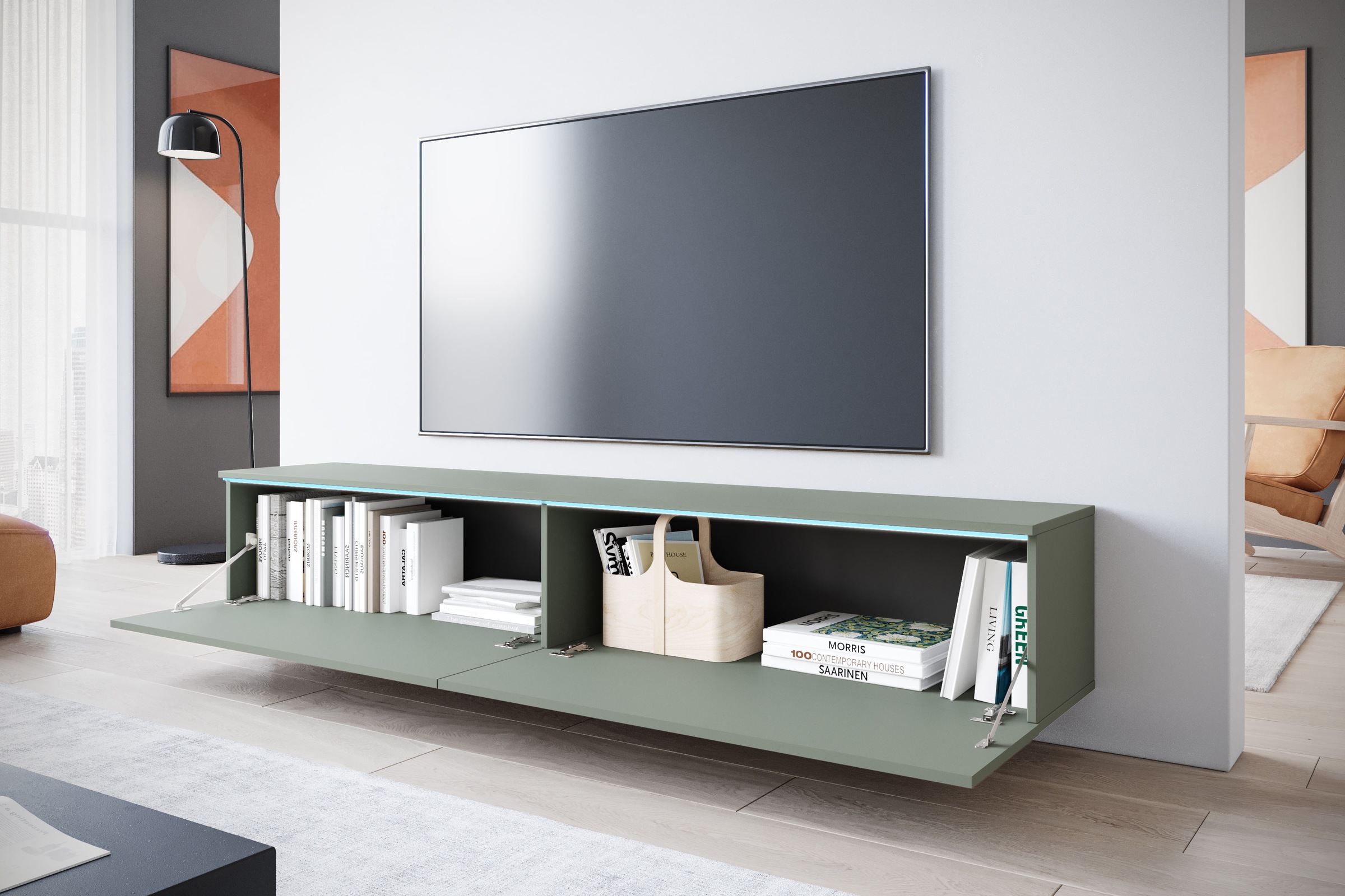 INOSIGN Lowboard »LOWBOARD VERA, wahlweise mit oder ohne Beleuchtung«, 180 cm, stehend und hängend, inkl. Beleuchtung
