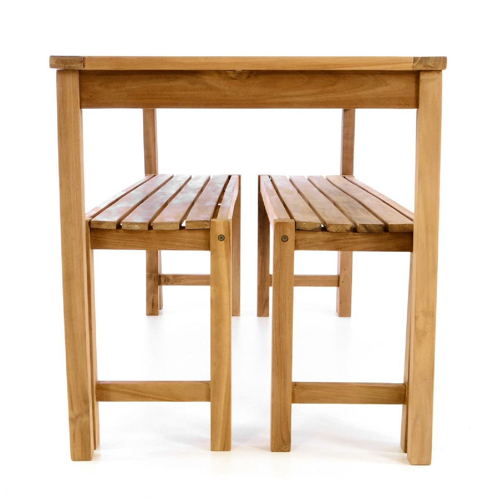 VCM Garten-Essgruppe "3-tlg. Sitzgruppe Garten Tisch Bank Holz Teak" 3 tlg. günstig online kaufen