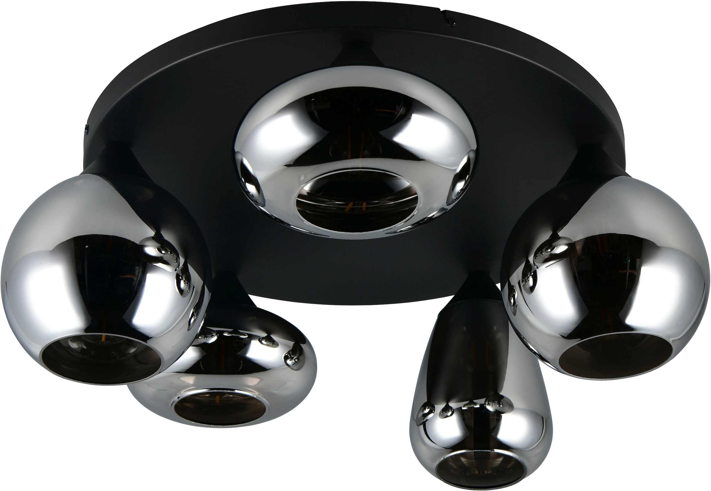 TRIO Leuchten Deckenleuchte »Lumina, Deckenlampe 5-flammig mit Glasschirm, exkl 5x E14 , max 10W« E14 1 Stk. warmweiß - kaltweiß Ø 64 cm Höhe 25 cm, spiegelnde Glas Lampenschirme in 3 modernen Formen