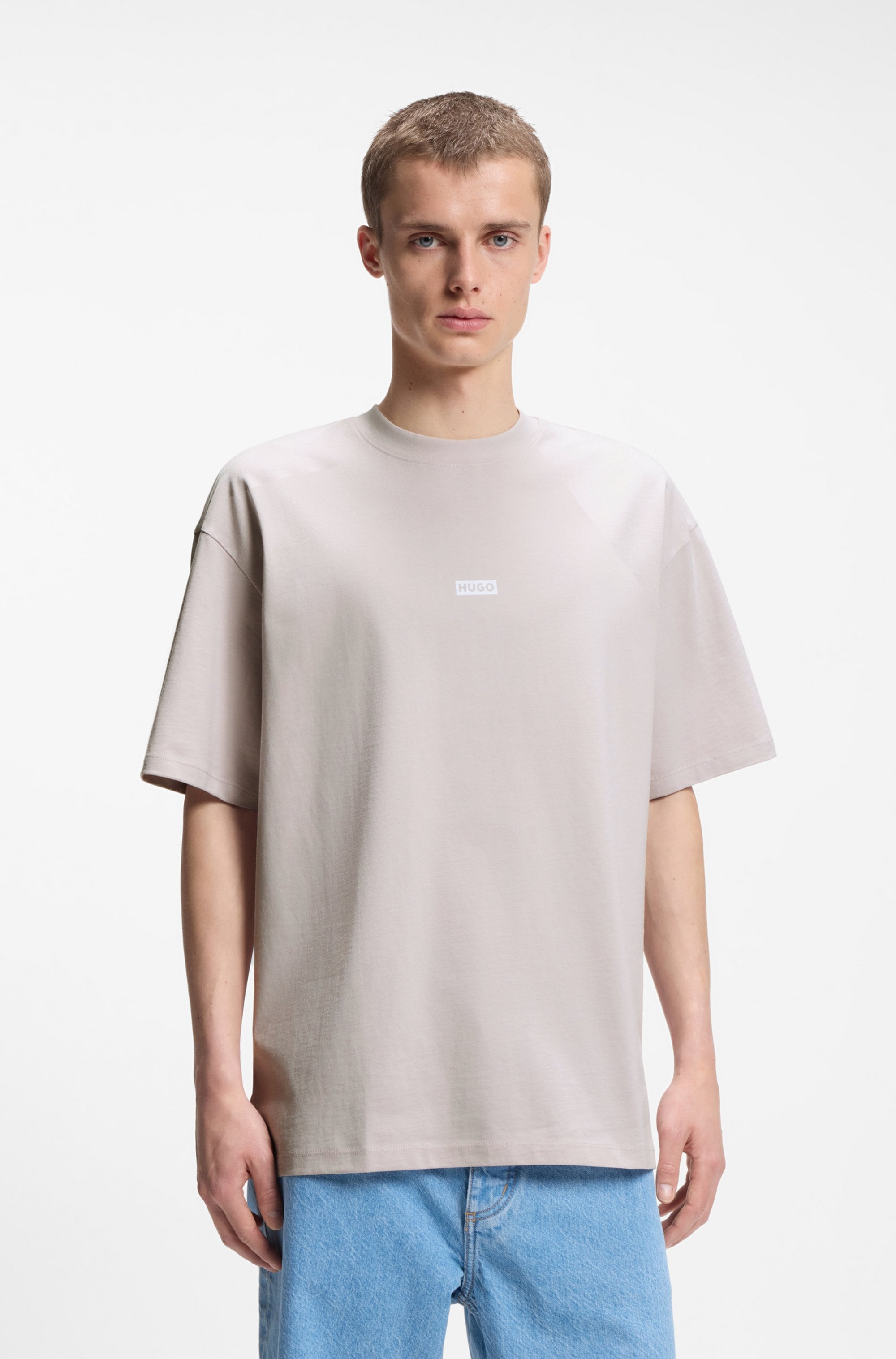 HUGO Blue T-Shirt "Nalono" mit Logodruck, Oversized Look mit Backprint günstig online kaufen