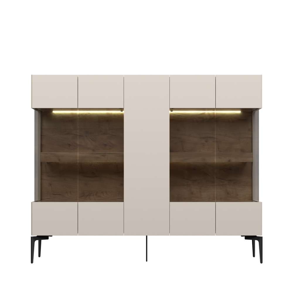Thumbnail - OTTO home Highboard "Sky45 Kommode mit Glastüren, Höhe 142 cm" Vitrine, Lackiert mit wasserbasiertem UV-Lack