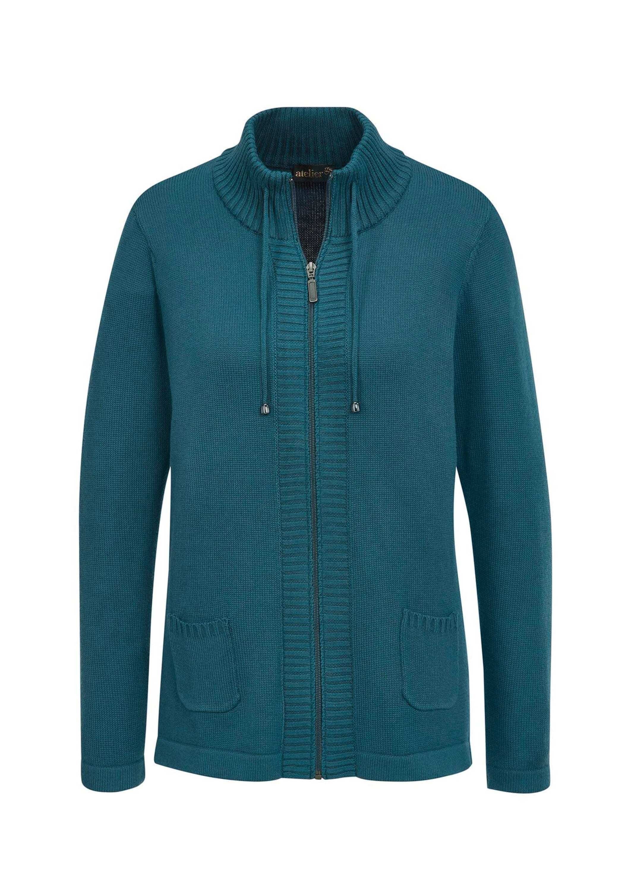GOLDNER Strickjacke "Kurzgröße Herbstcardigan mit Reißverschluss" Aufwendig in Form gestrickt für perfekte Passform