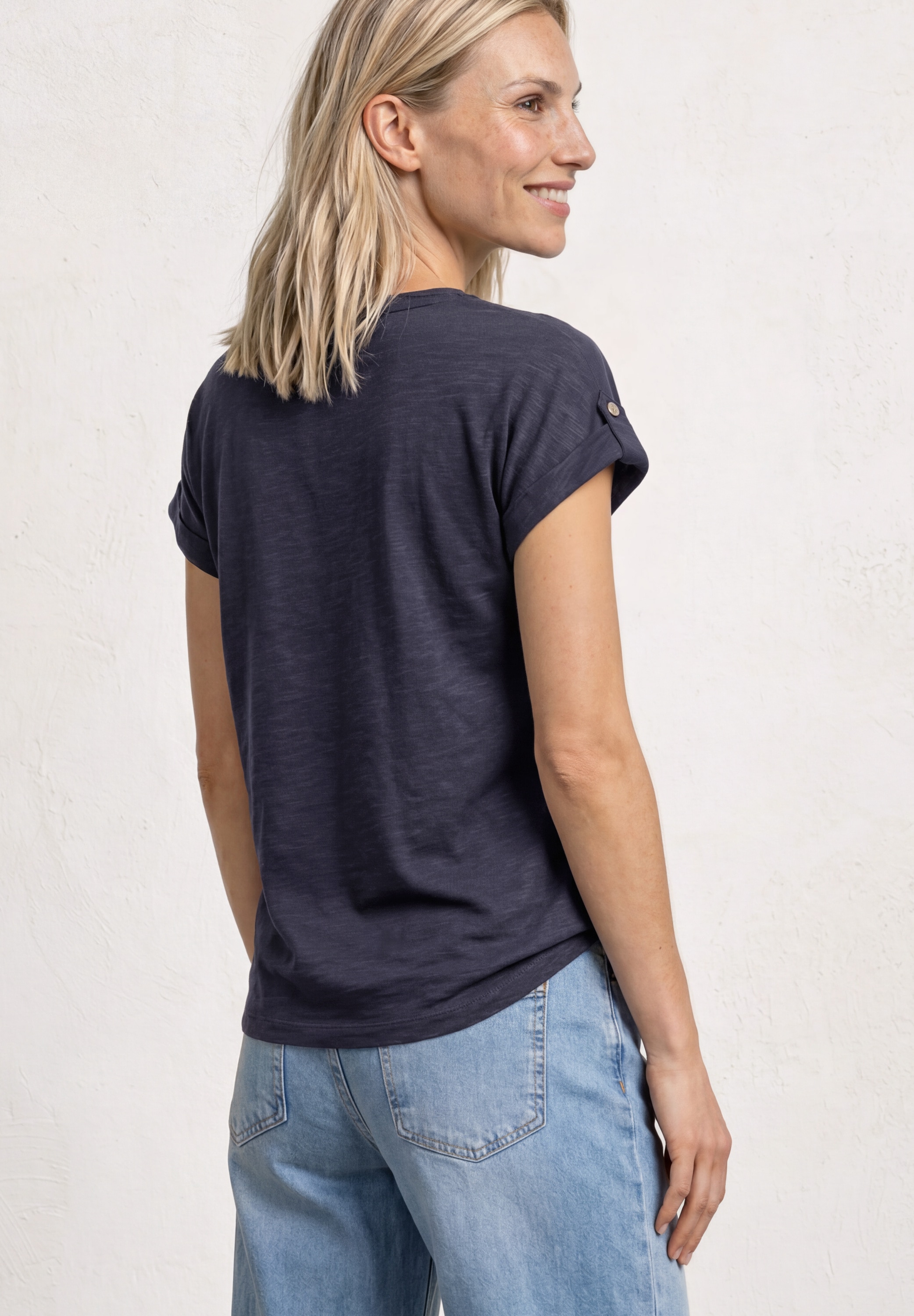 STREET ONE T-Shirt mit geschlitztem Rundhalsausschnitt