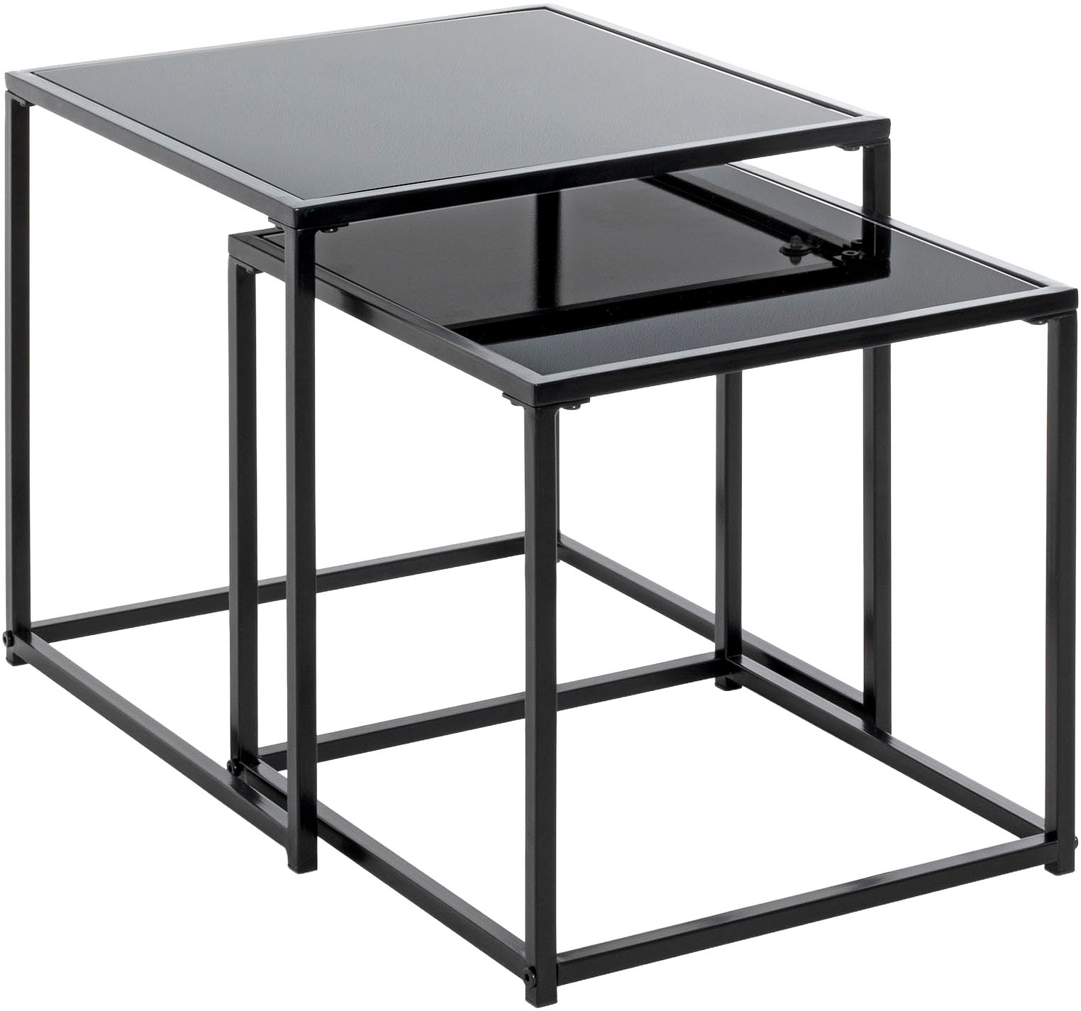 HAKU Beistelltisch "Sofatisch, Wohnzimmertisch" Set, 2er Set, 2 Stk. tlg. quadratisch - aus Metall Schwarz B/T/H 35/35/35 und 40/40/40 cm